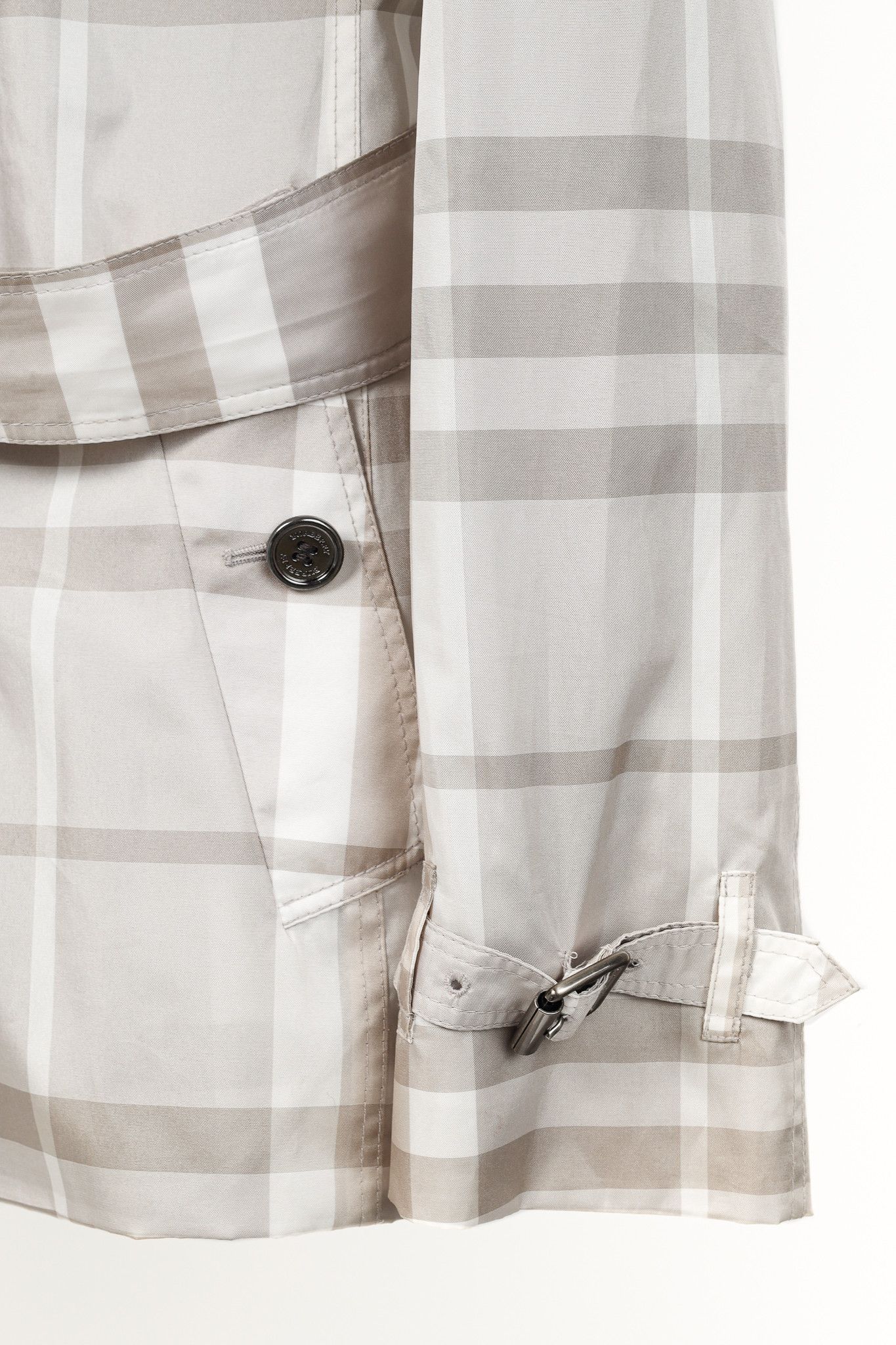 Burberry Burberry Brit Grey Check Taffeta Packable Belted Trench Coat Size L / US 10 / IT 46 - 7 Thumbnail