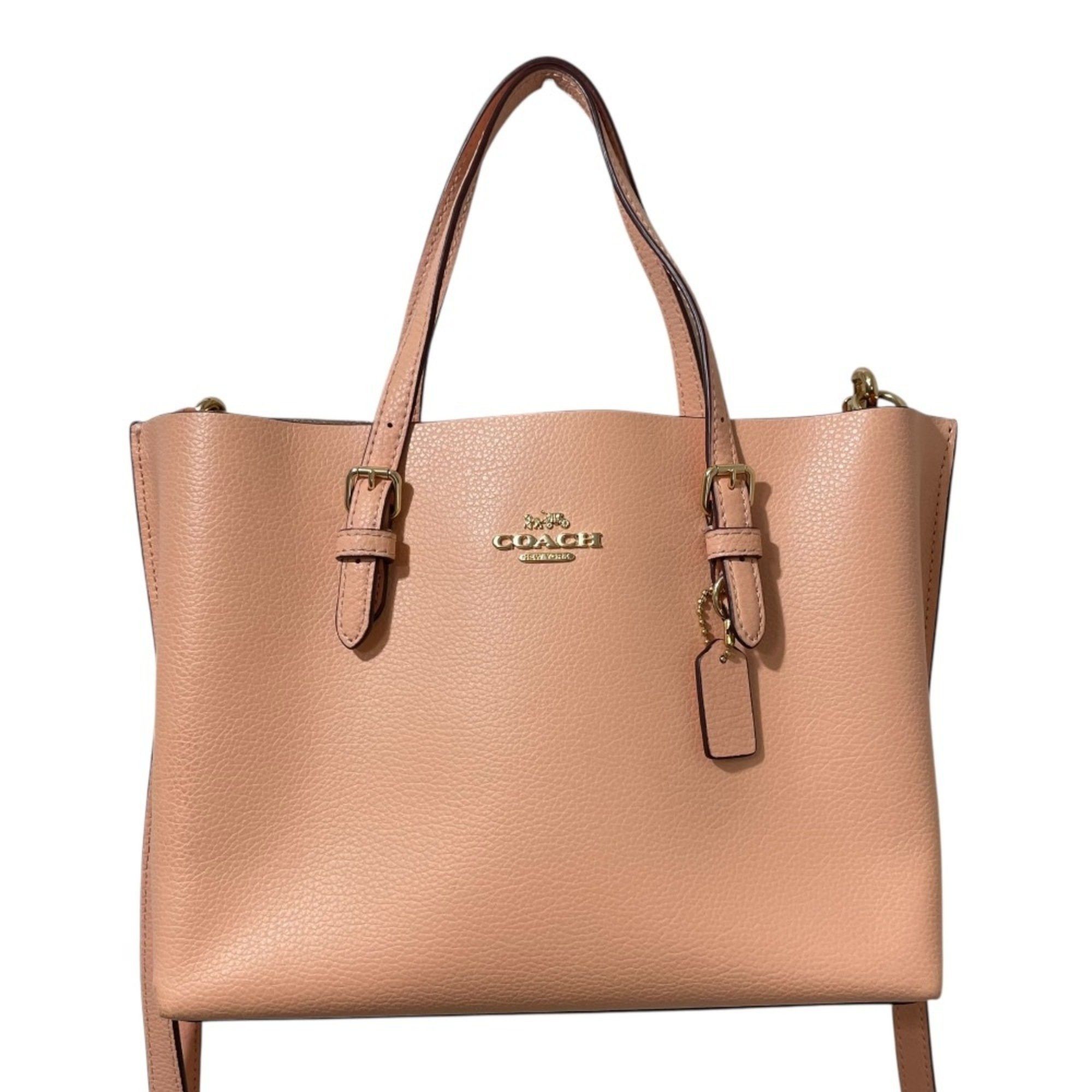 Coach Molly Tote 25 Leather 2Way Shoulder Bag Handbag C4084 Pink Beige Women's