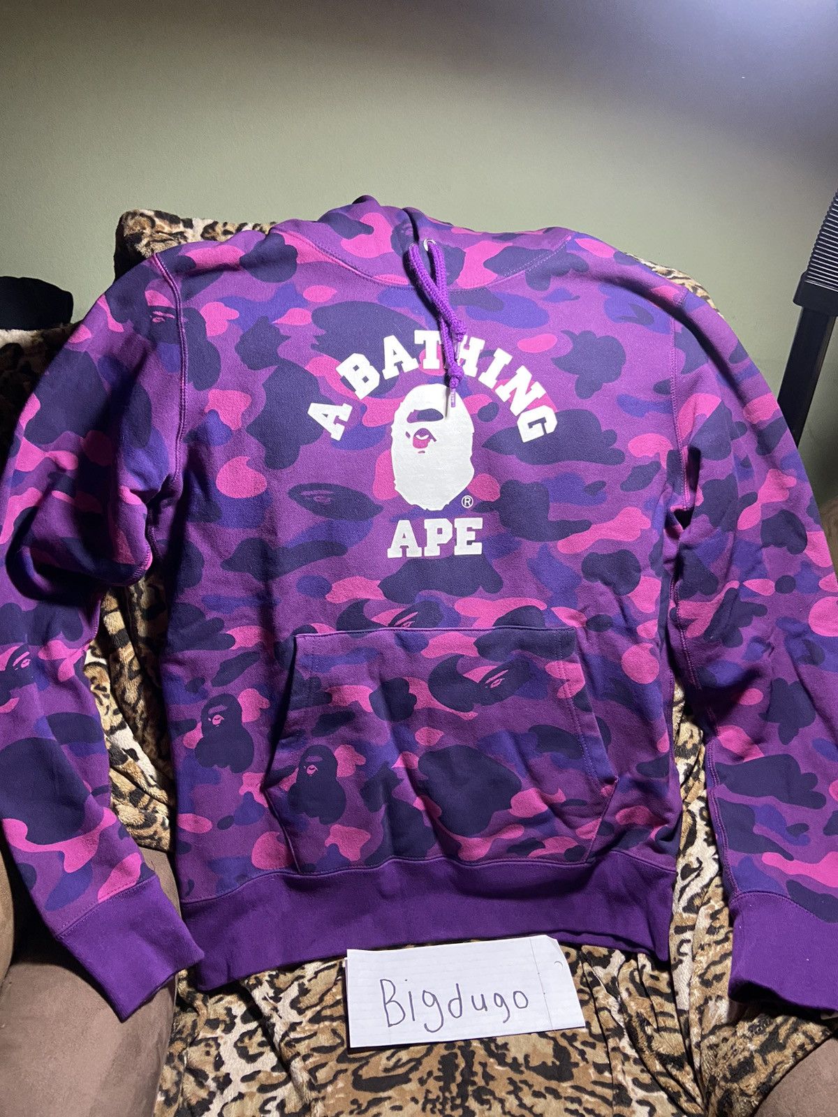 Bape Bape purple camo college pullover hoodie Size US L / EU 52-54 / 3 - 1 Thumbnail