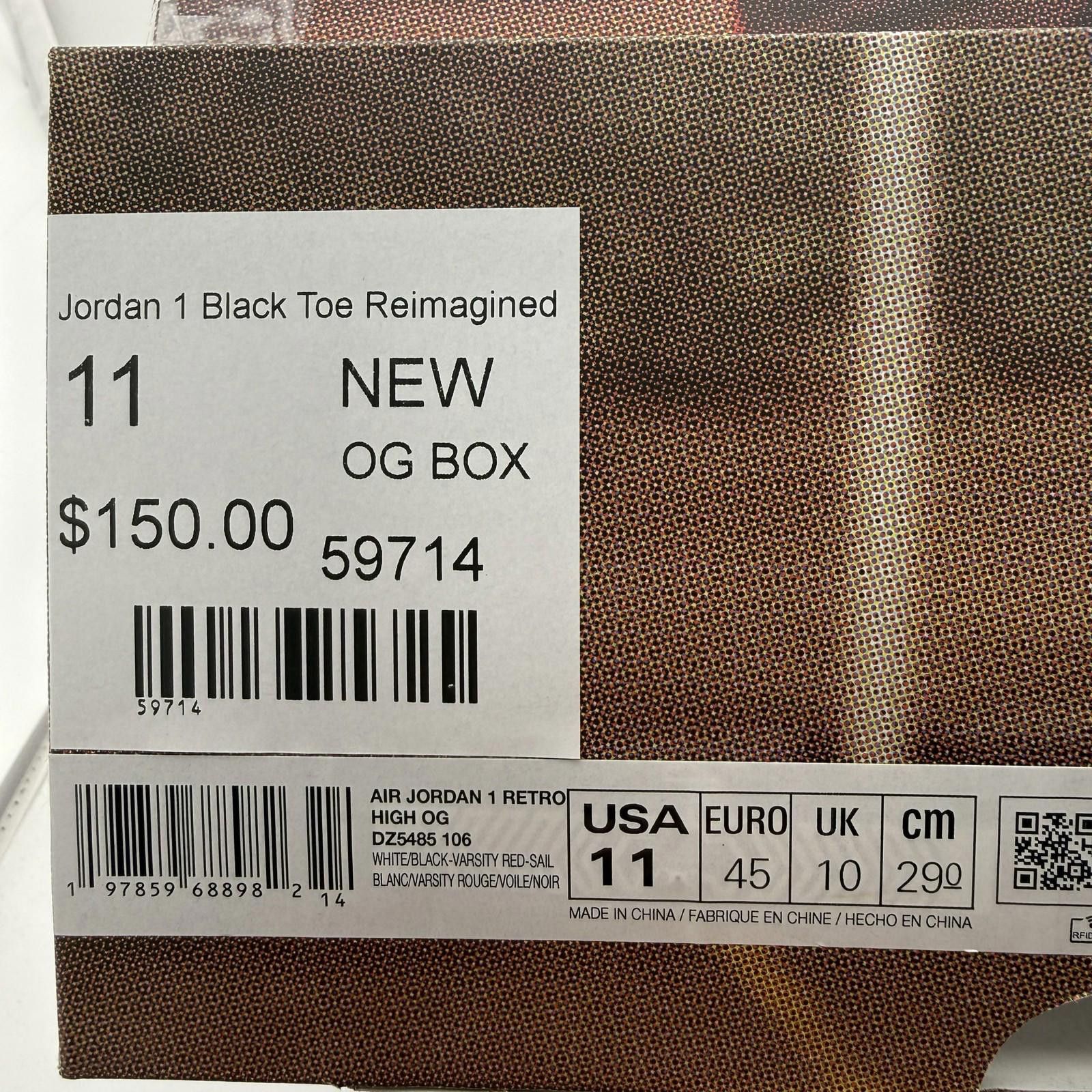 Jordan Brand Air Jordan 1 Black Toe Reimagined US 11 New DZ5485-106 Size US 11 / EU 44 - 7 Thumbnail