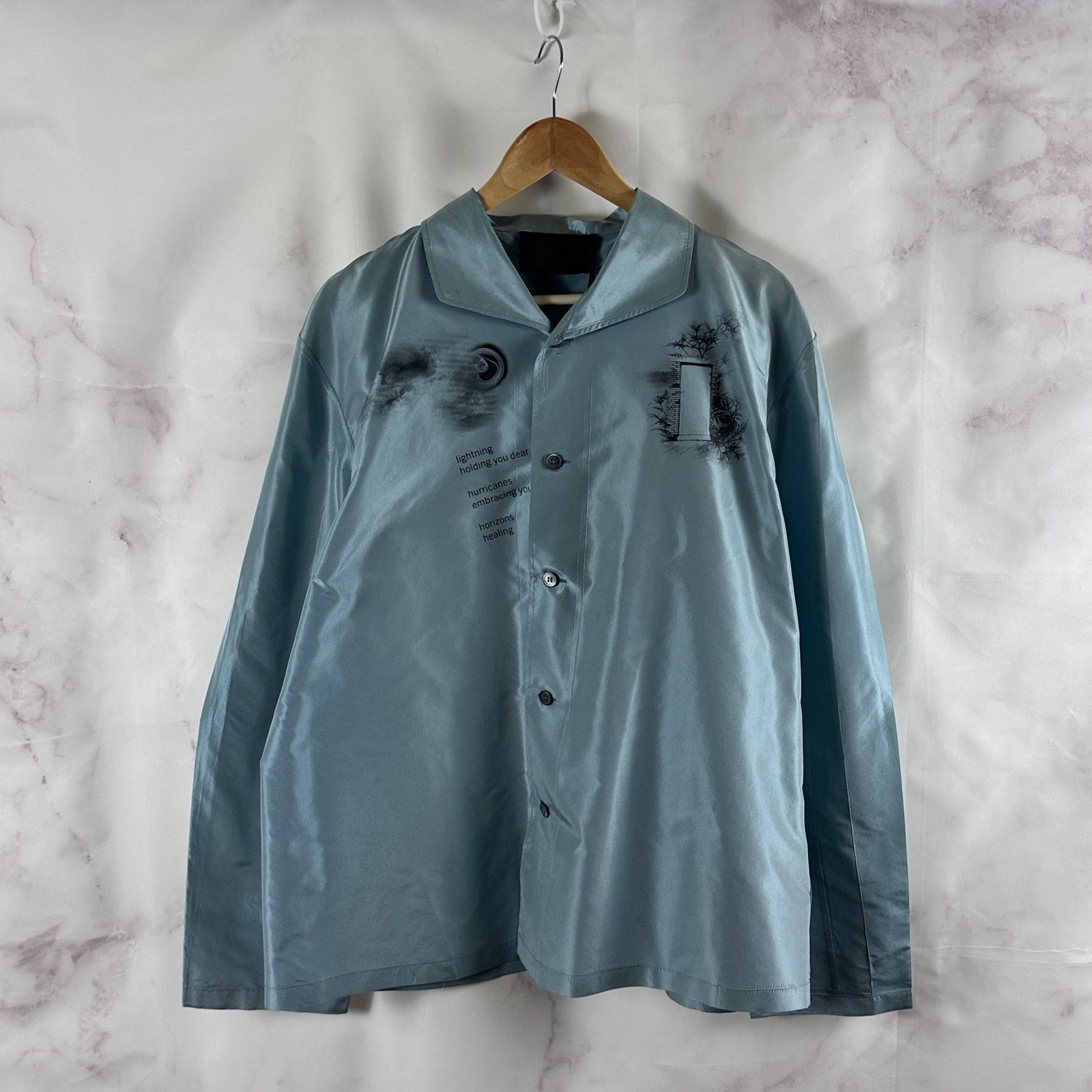 Prada A/W22 Blue Silk Printed Button-Up Size US M / EU 48-50 / 2 - 1 Thumbnail