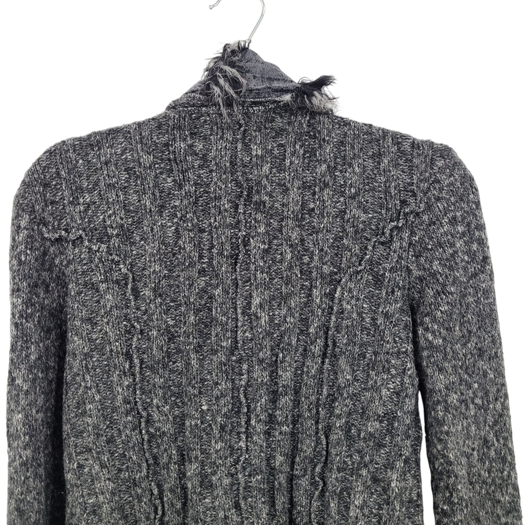 Vintage Vtg 90s Gothic Ruffled Knit Cardigan Sweater Sz L Faux Fur T Size L / US 10 / IT 46 - 9 Thumbnail