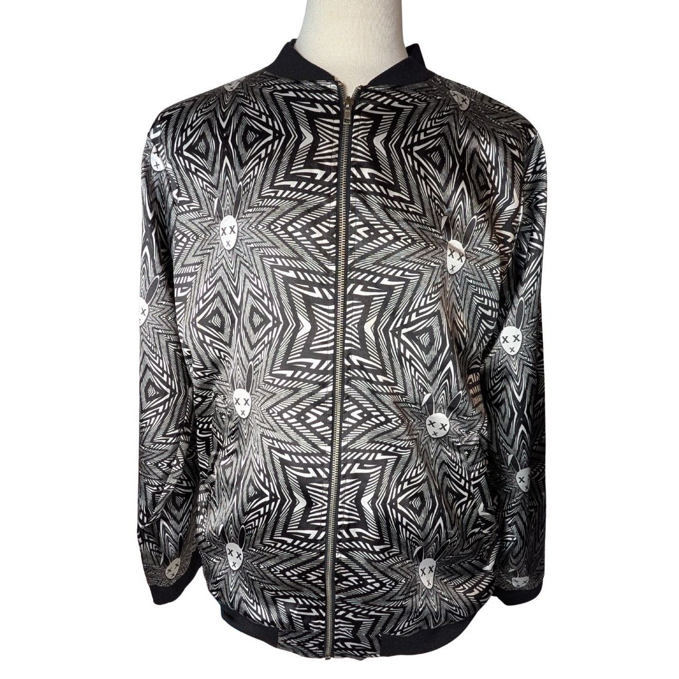 Unknown London Mister Triple X Designer Swim Track Jacket Black White Men’s Size US L / EU 52-54 / 3 - 1 Thumbnail