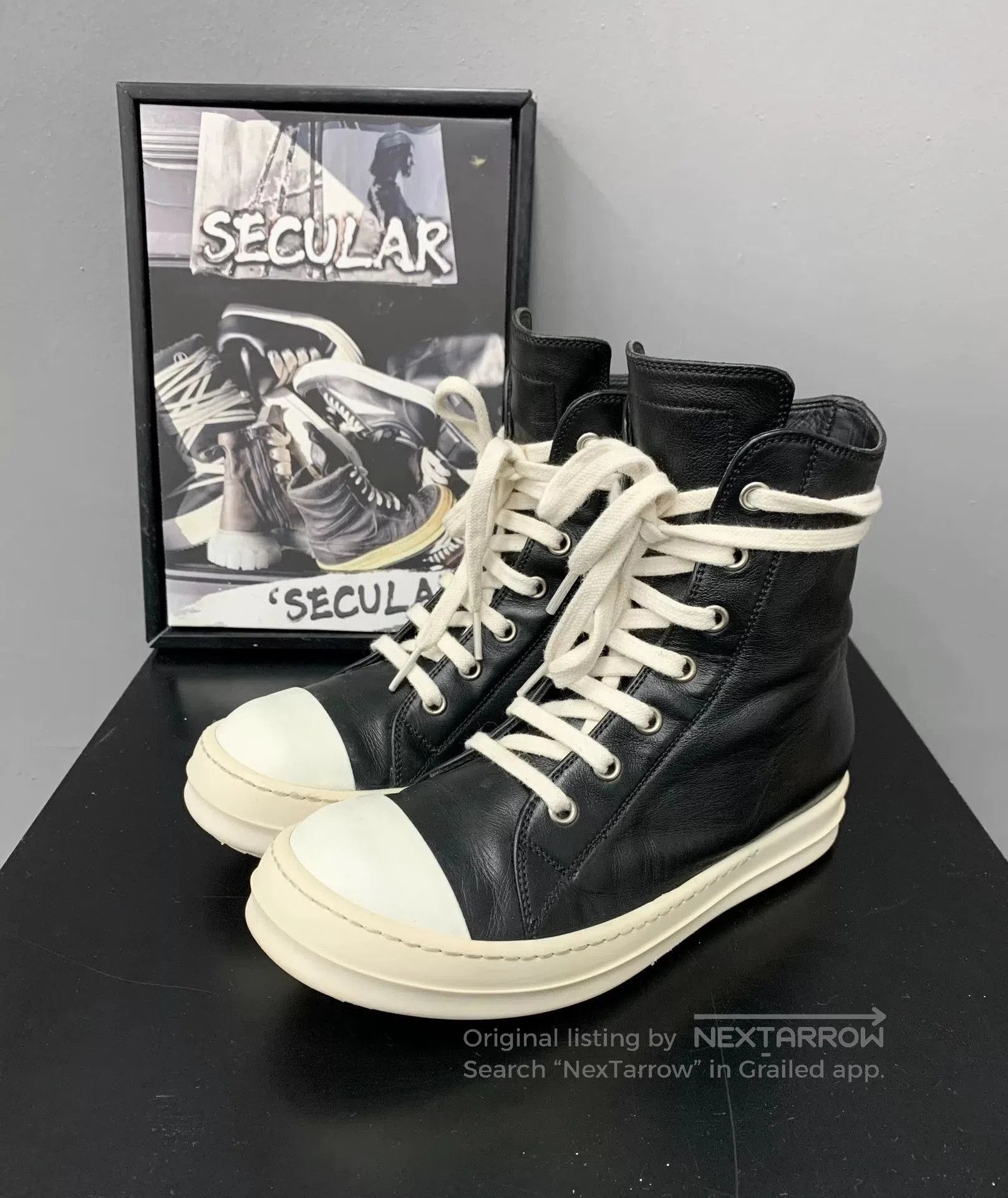 Rick Owens rick owens black and white high. Size US 5.5 / EU 38 - 4 Thumbnail