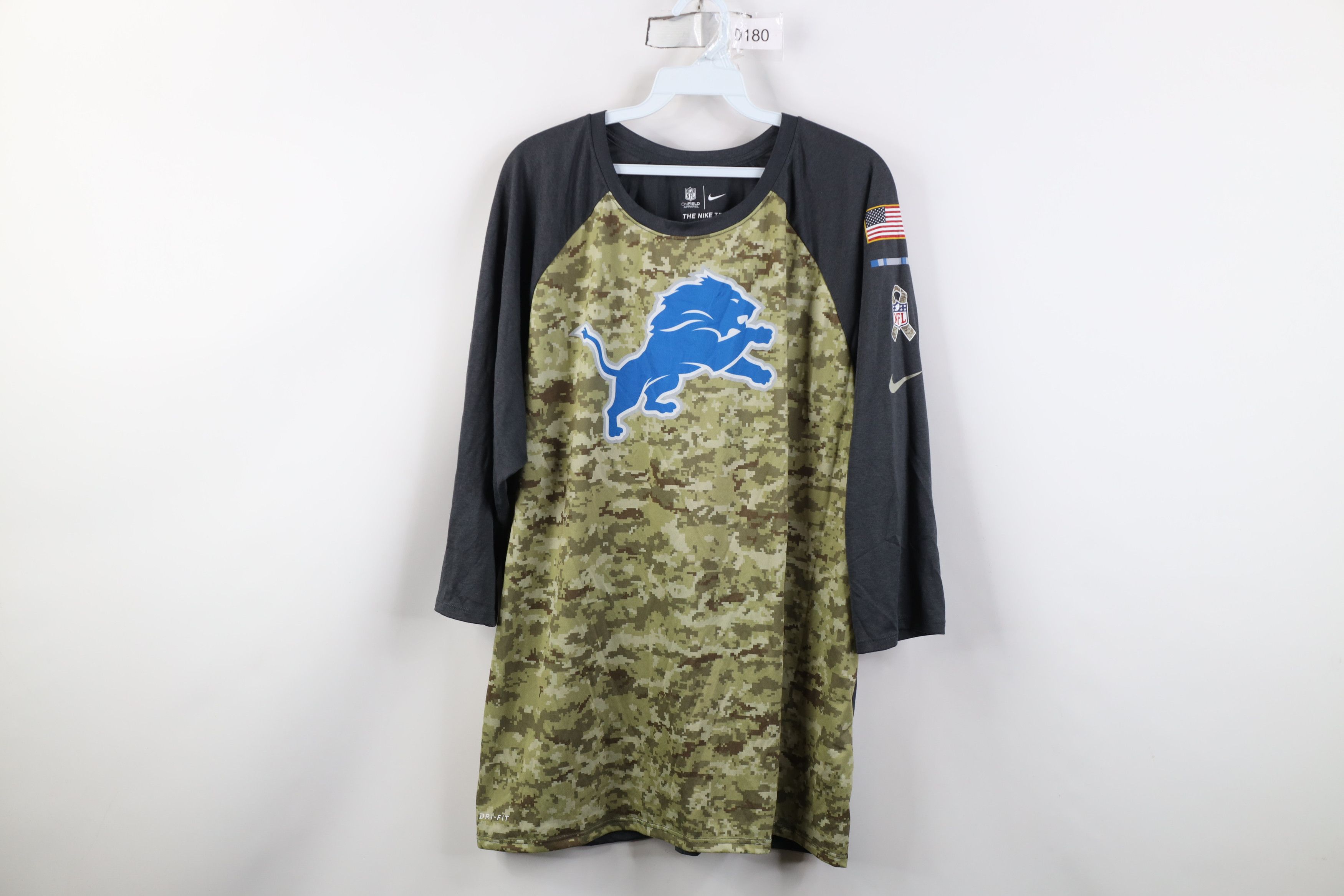 Nike Nike Salute To Service Detroit Lions 3/4 Sleeve T-Shirt Size US XL / EU 56 / 4 - 1 Thumbnail