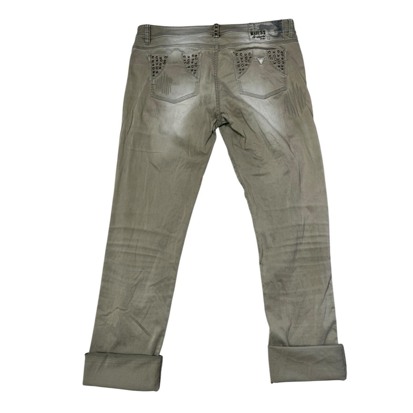 Guess Vintage Guess Olive Cropped Distressed Low Rise Jeans With Size 28" / US 6 / IT 42 - 4 Thumbnail