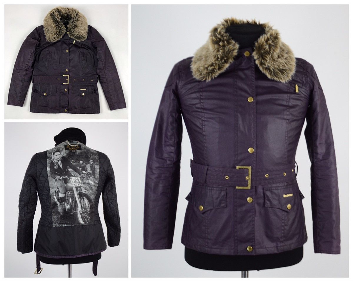 Barbour × Belstaff Women's INTERNATIONAL Ferrera Wax Purple Motorcycle Bomber Jacket Coat Size M / US 6-8 / IT 42-44 - 1 Thumbnail