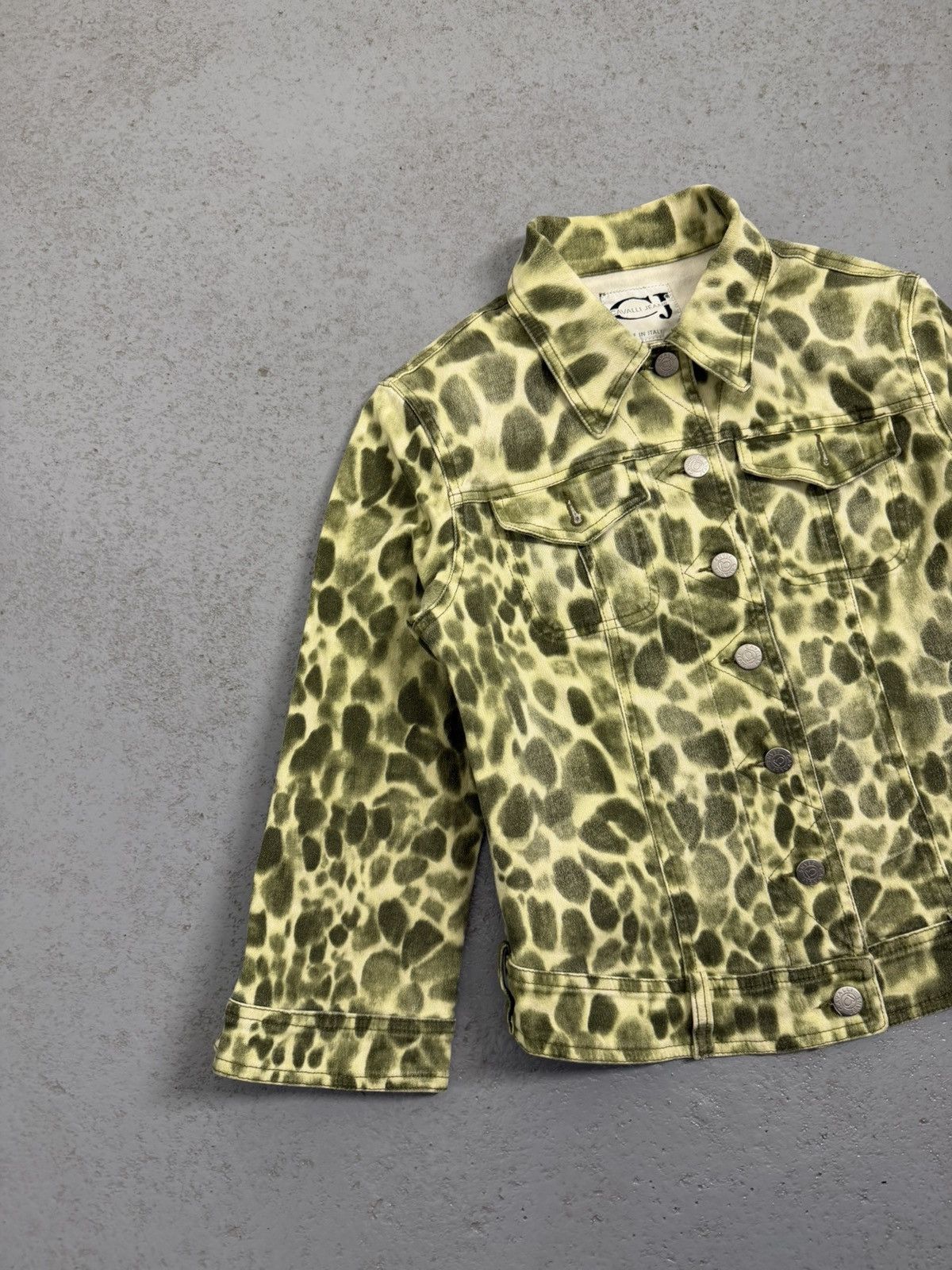 Just Cavalli Cavalli Jeans Green Leopard Overprinted Jacket Size M / US 6-8 / IT 42-44 - 3 Thumbnail