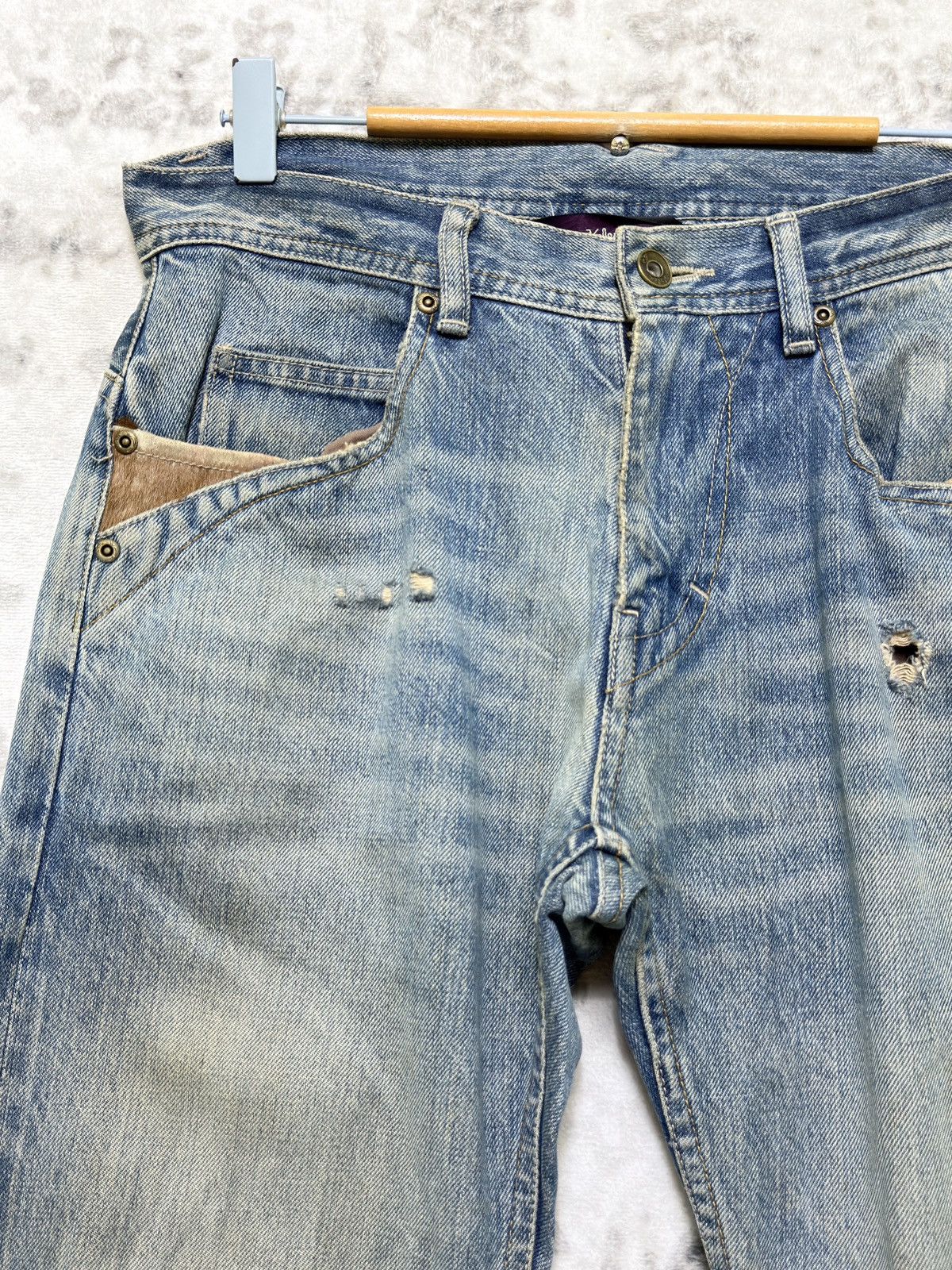 Japanese Brand Vintage KELEN Selvedge Leather Pocket Denim Jeans Size US 30 / EU 46 - 4 Thumbnail