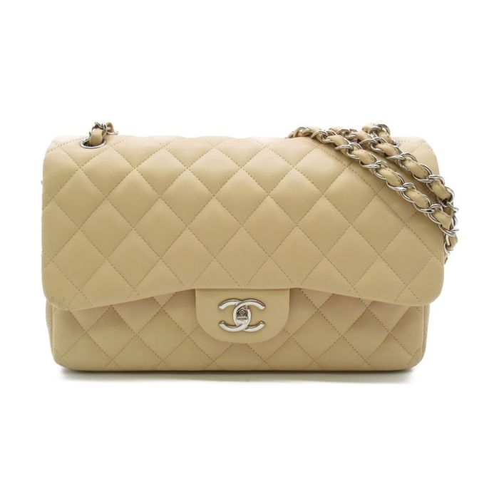 Chanel CHANEL Matelasse W Flap Chain Shoulder Bag Beige cream Lambskin ...