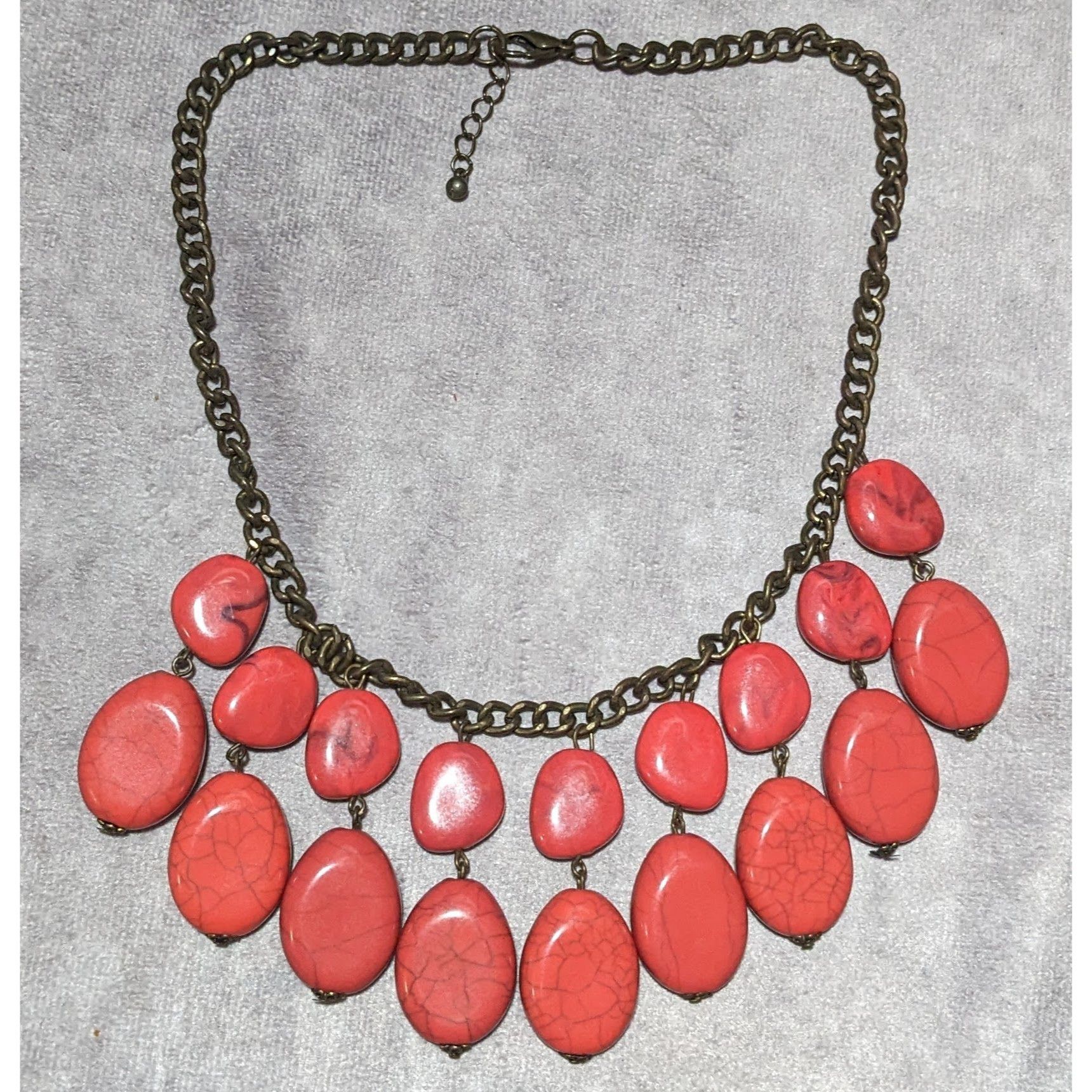Other Red Howlite Beaded Fringe Statement Necklace Size ONE SIZE - 6 Thumbnail