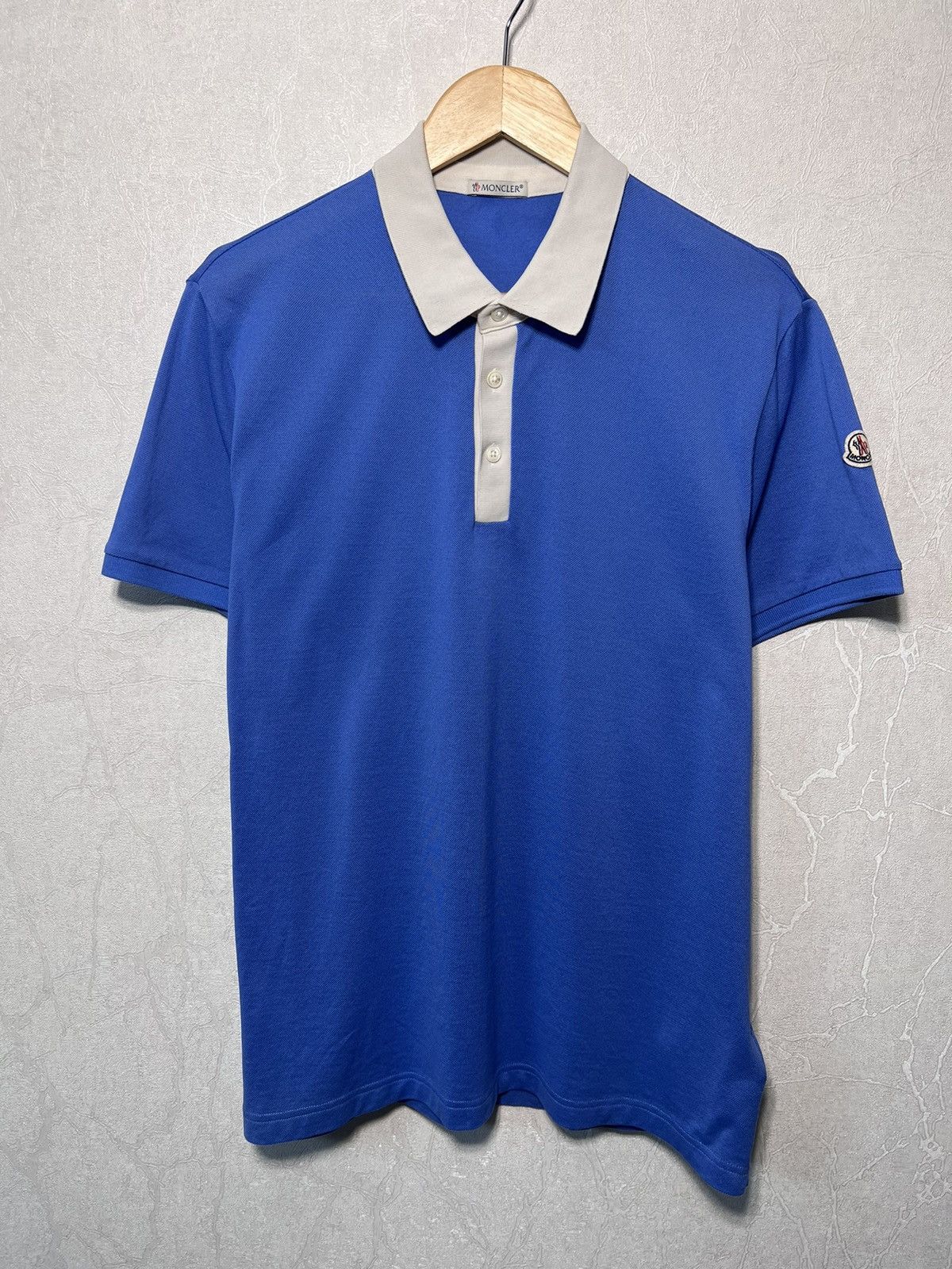 image of Moncler Light Polo T Shirt Logo in Blue, Men's (Size XL)