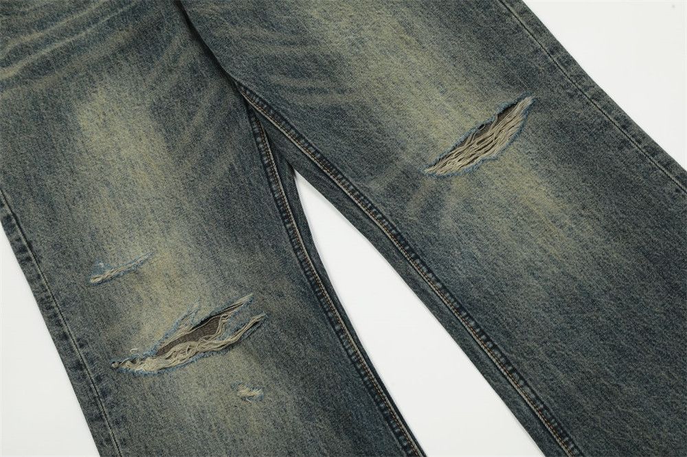 Japanese Brand × Jean Men's hippie trend distressed washed flared ripped jeans Size US 34 / EU 50 - 6 Thumbnail