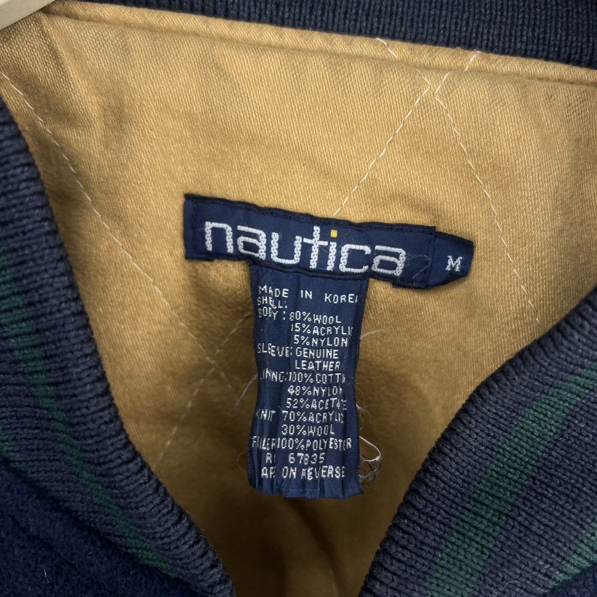 Nautica × Vintage Vintage 80s Nautica G-1 Flight Leather Wool Bomber Jacket Size US L / EU 52-54 / 3 - 6 Thumbnail