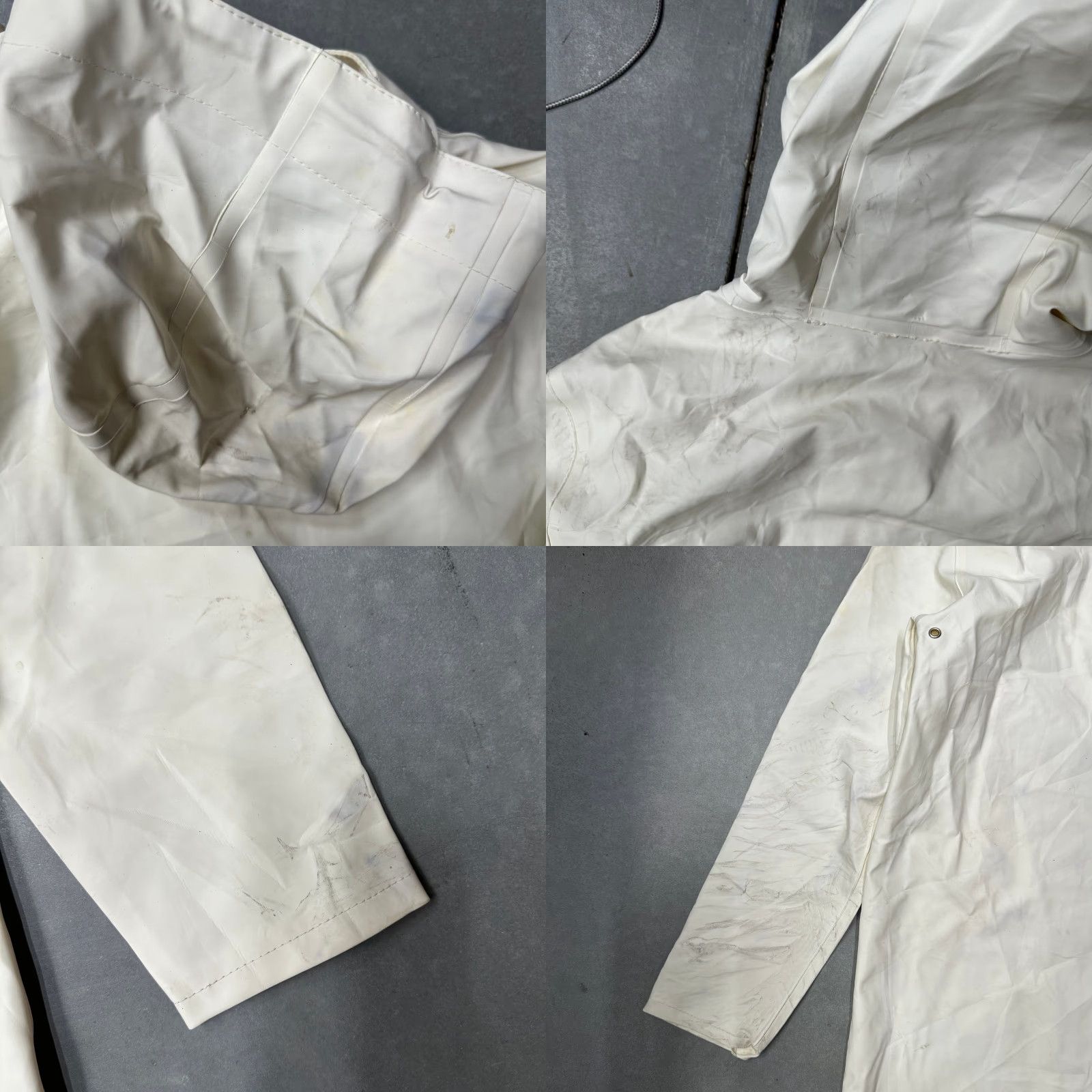 Stutterheim VINTAGE Stutterheim Goteborg Coat Raincoat Womens XS White Hooded Waterproof Snap Front Coat Womens XS White Stutterheim Rain Coat Size XS / US 0-2 / IT 36-38 - 8 Thumbnail