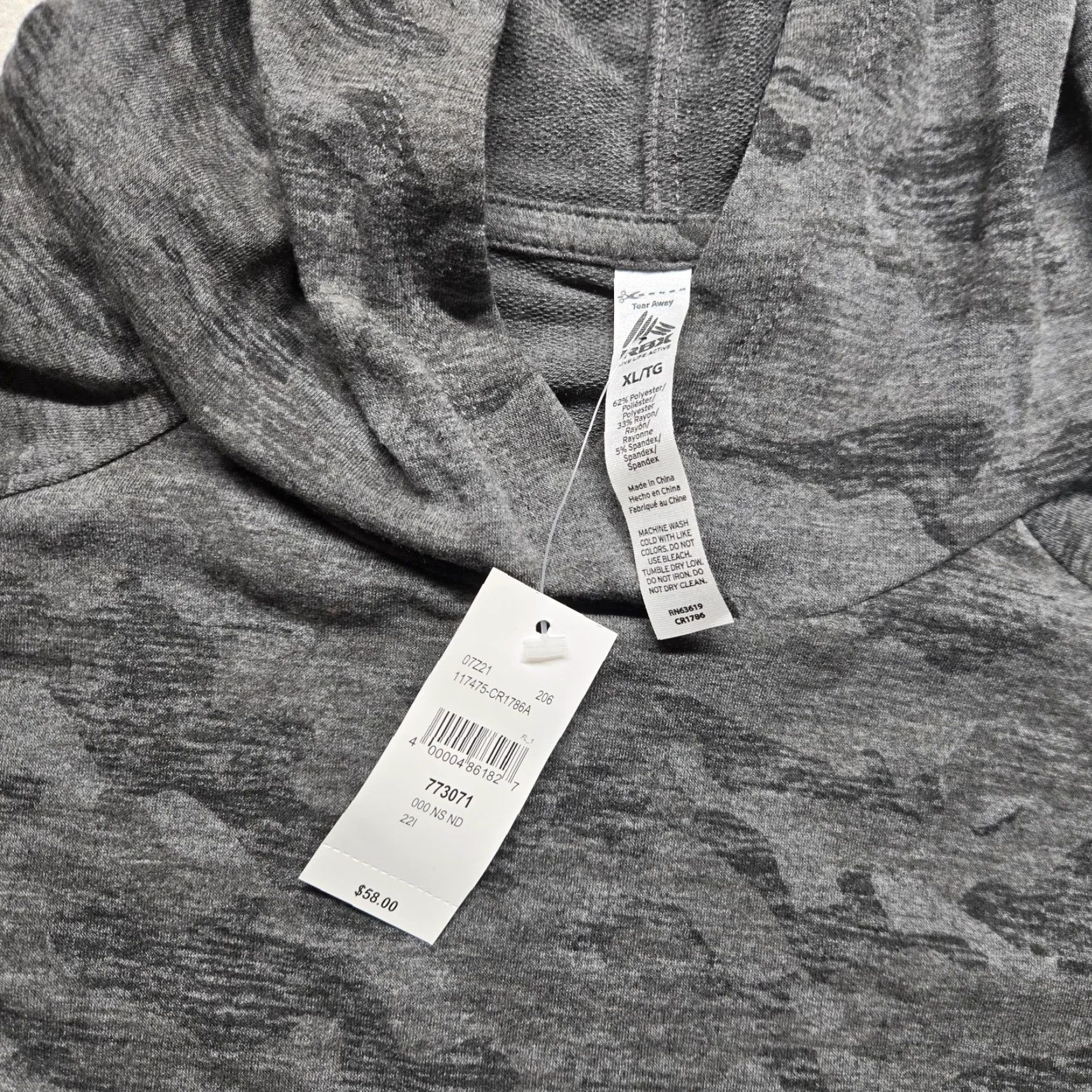 Vintage RBX Sweatshirt Women XL Gray Camo Active Pullover Long Sleeve Round Neck Knit Winter Fall Spring Slim Stretch Hoodie MVP: NEW Size XL / US 12-14 / IT 48-50 - 2 Thumbnail