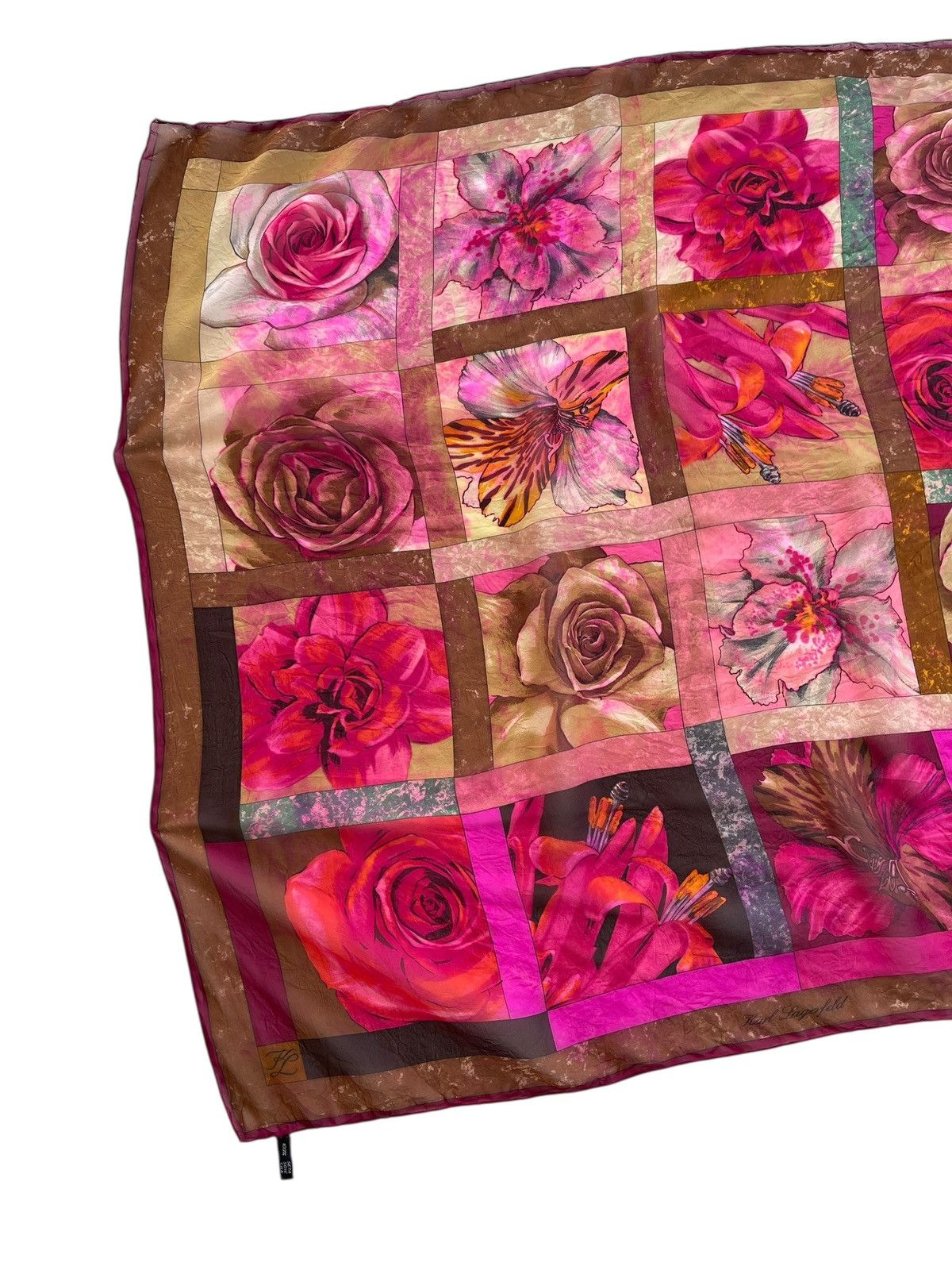 Karl Lagerfeld Karl Lagerfeld Flower Silk Scarves Size ONE SIZE - 4 Thumbnail