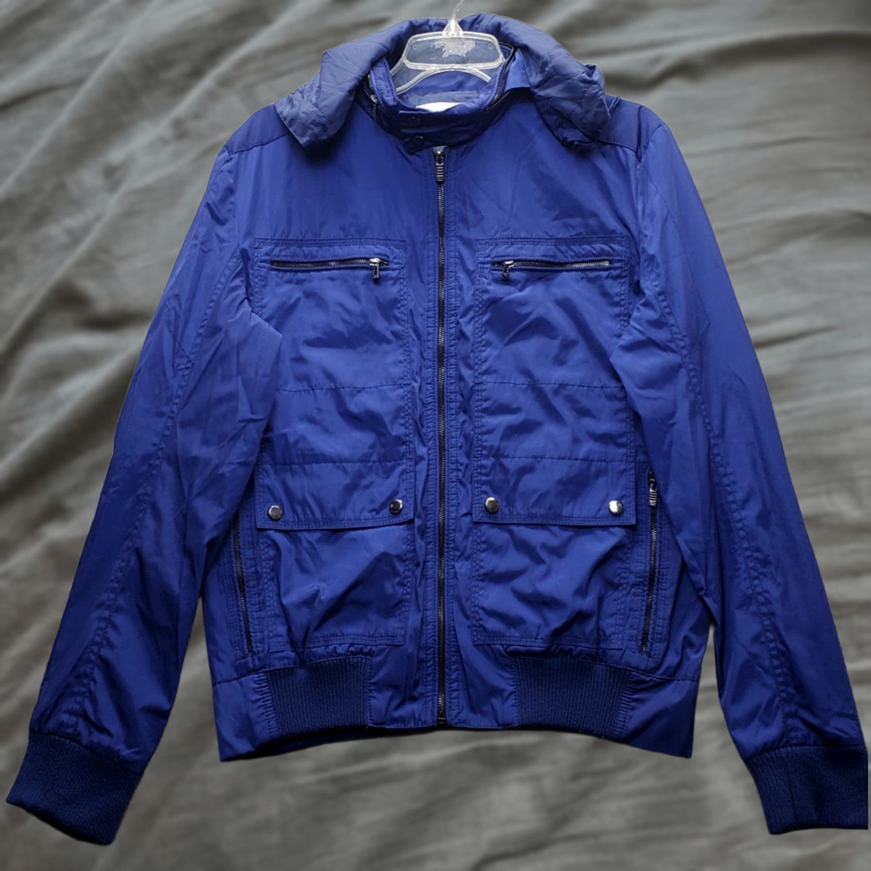Calvin Klein Calvin Klein Lightweight Jacket Womens Small Blue Lined Packable Hood Full Zip Windbreaker, 100% Polyester, Regular, Blue, Size S Womens Size S / US 4 / IT 40 - 1 Thumbnail