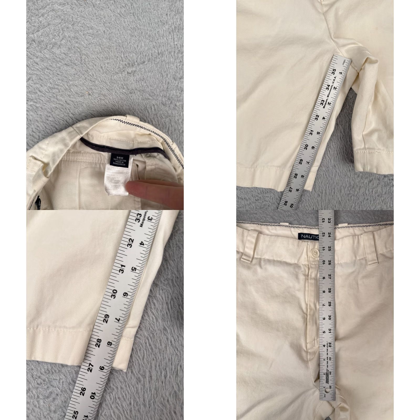 Nautica Nautica Mens Shorts Cargo White Cotton Twill 34x9 Zip Fly read me Multiple Pockets 100% Cotton Casual Workwear Golf Regular Size US 34 / EU 50 - 8 Thumbnail