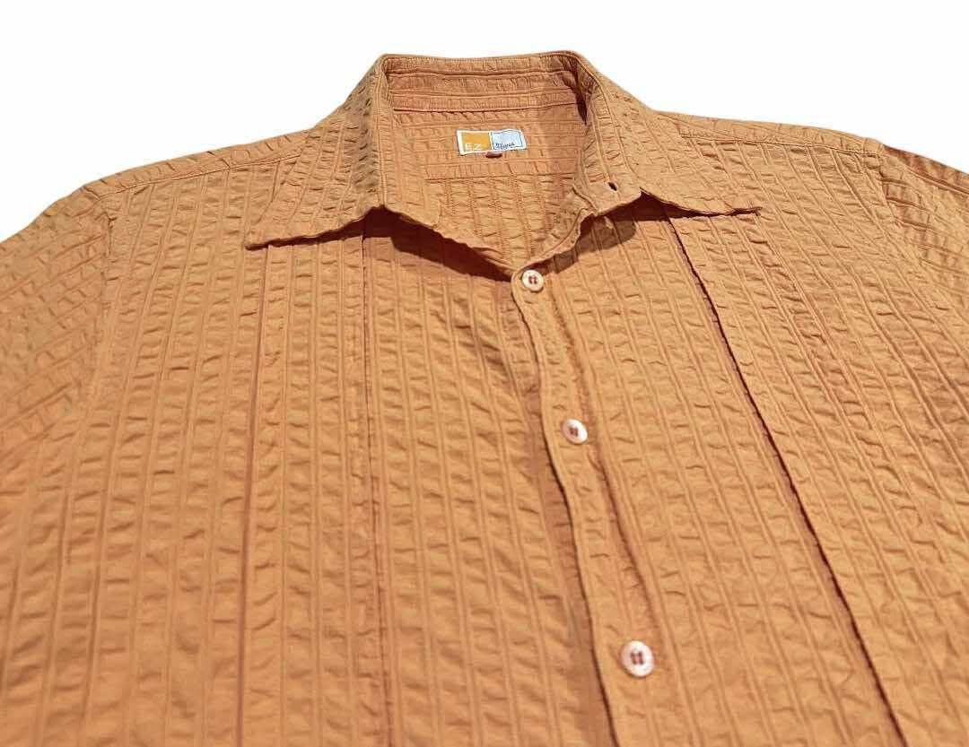 Ermenegildo Zegna 🔥Vintage EZ By Zegna Wrinkled Open Collar Shirt Size US L / EU 52-54 / 3 - 2 Thumbnail