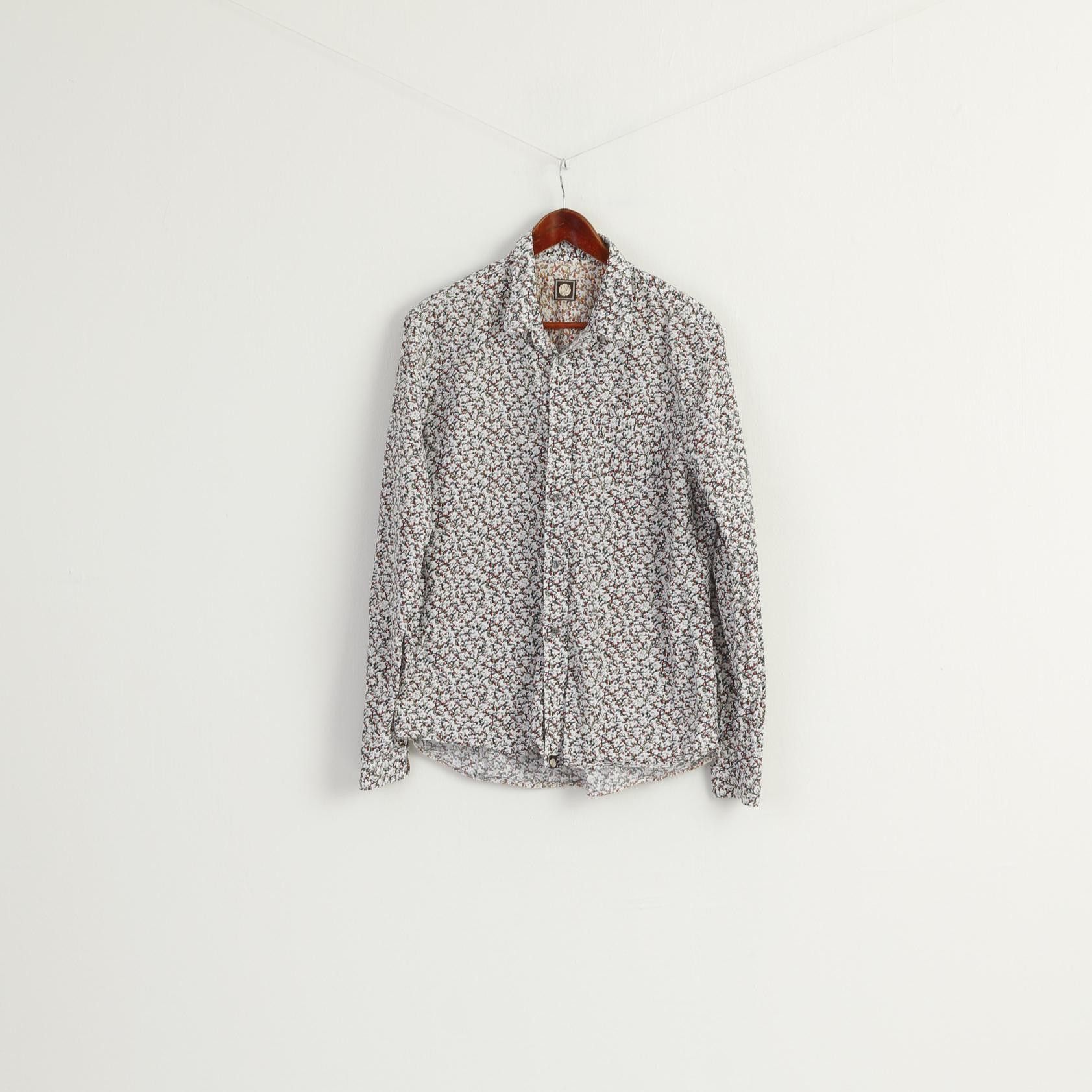 Pretty Green Pretty Green Men XL Casual Shirt White Printed 7930 Size US XL / EU 56 / 4 - 2 Thumbnail