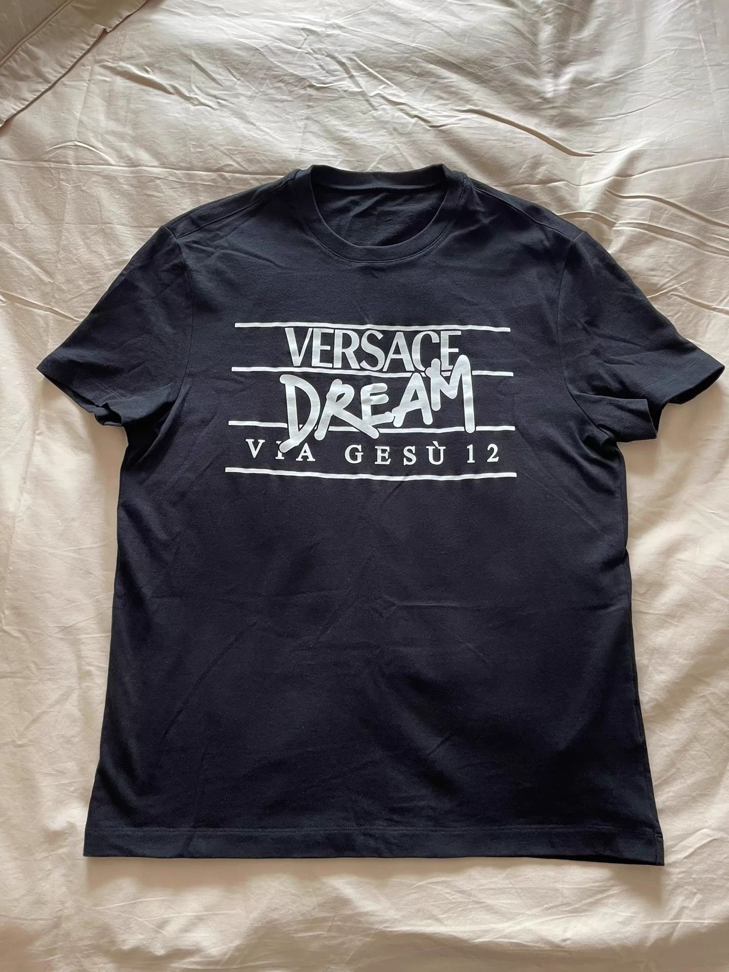 Versace Versace Black Cotton T-Shirt S (Fits L/XL) White Logo Size US S / EU 44-46 / 1 - 1 Thumbnail