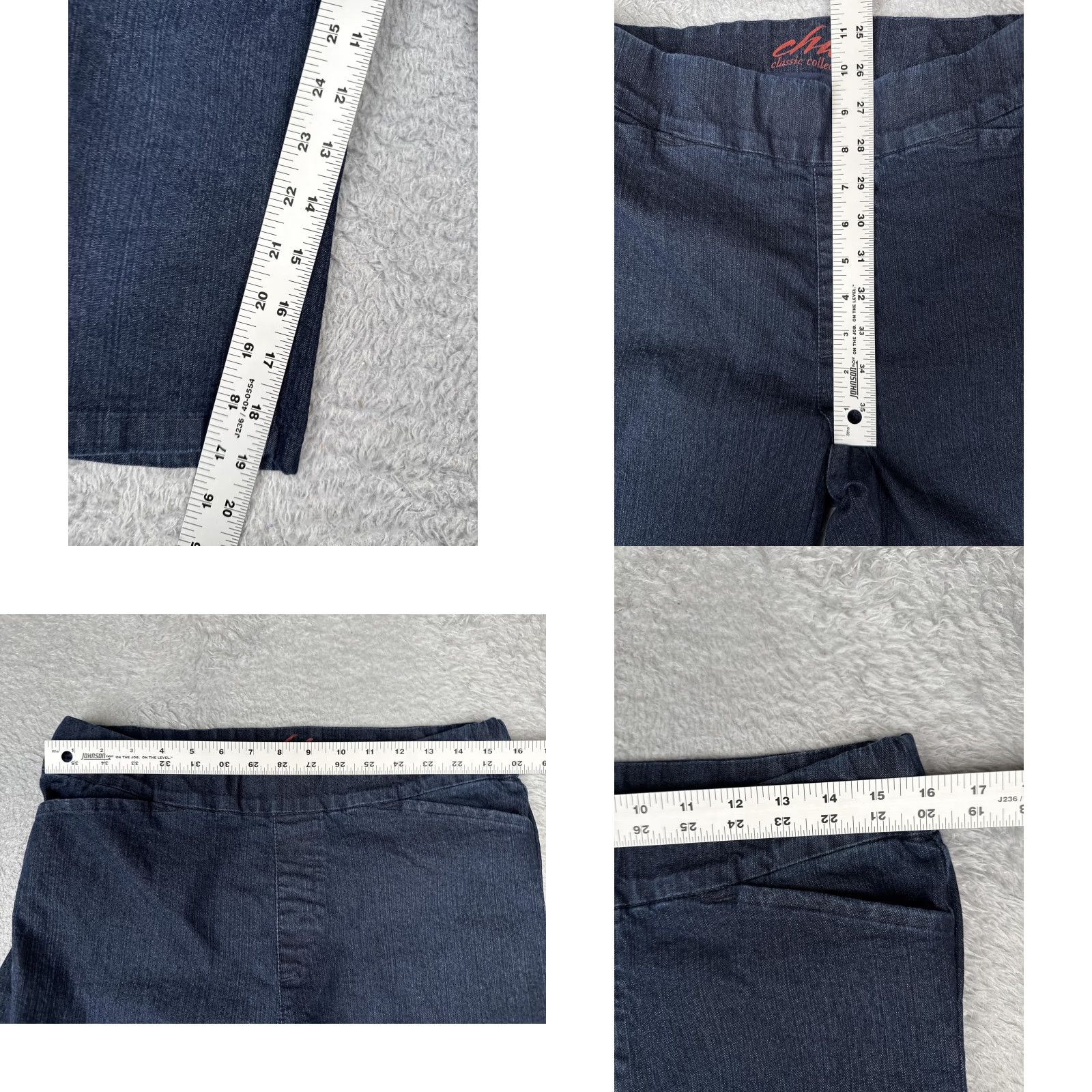 Vintage Chic Classic Collection Capri Jeans Womens 12 Blue Dark Wash Stretch 32x20 Dark Indigo Blue Regular Summer Spring Women's Jeans Capri Size 34" / US 12 / IT 48 - 8 Thumbnail
