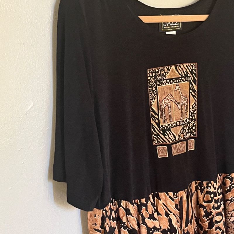 SAMI MIRO VINTAGE More Jazz Giraffe Print Dress Size 14 Size XL / US 12-14 / IT 48-50 - 3 Thumbnail