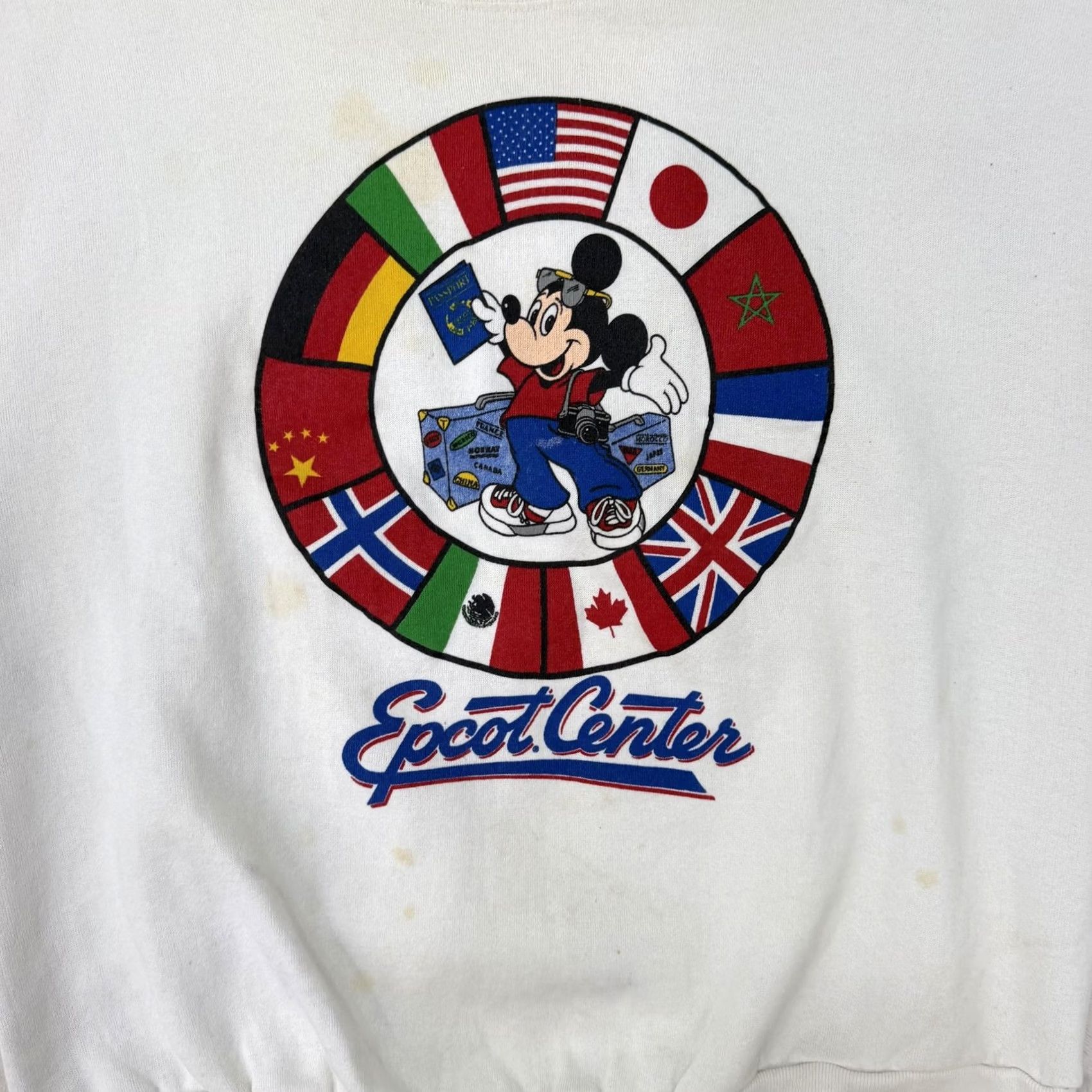 Disney VINTAGE Disney Mickey Mouse Epcot Center Sweatshirt Mens XL Flags Fleece USA Size US XL / EU 56 / 4 - 2 Thumbnail