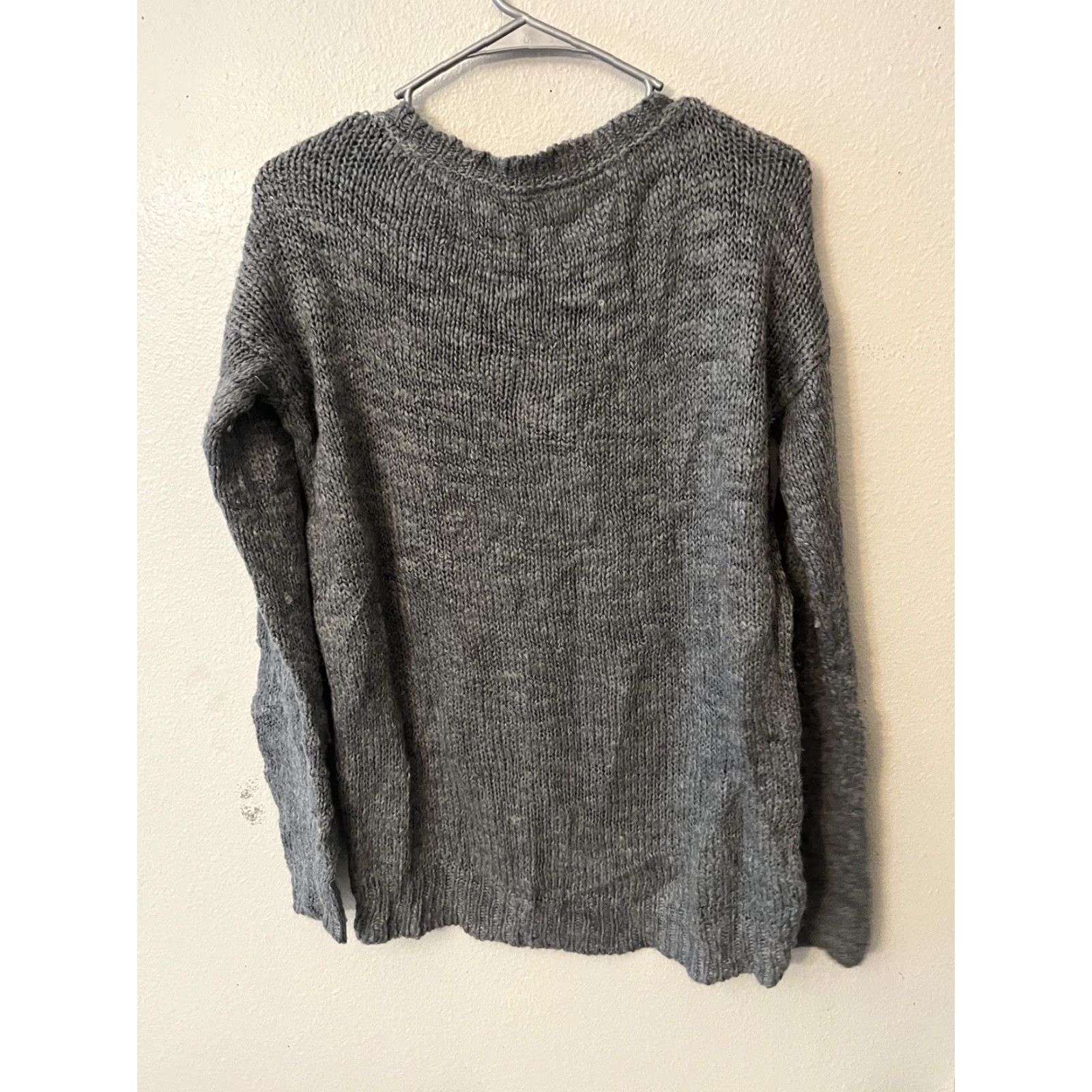 Aeropostale Aeropostale Sweater Womens Size M Pullover Gray White Star Knit Round Neck Long Sleeve Bohemian Hipster Retro Stars Size M / US 6-8 / IT 42-44 - 3 Thumbnail