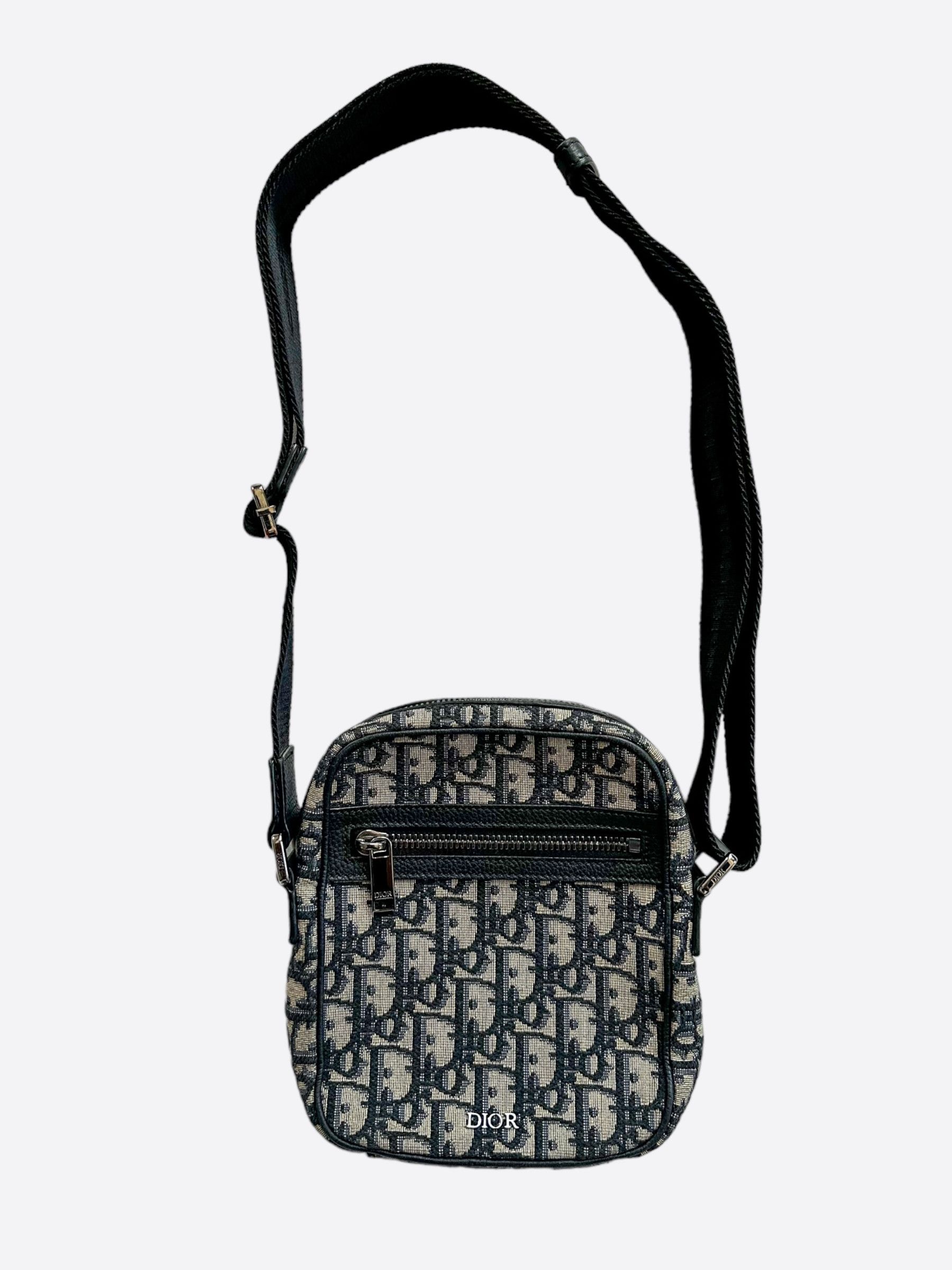 image of Dior Beige Oblique Messenger Pouch, Men's