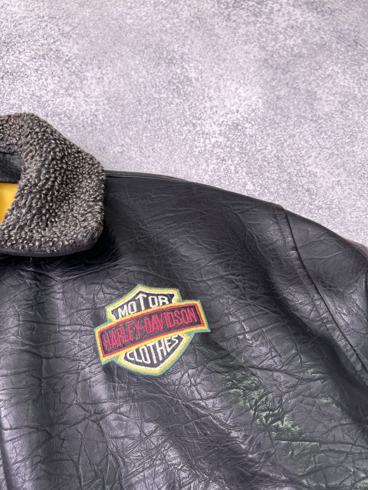 Harley Davidson × Vintage Vintage Harley Davidson Leather Jacket 90's Black Logo Mens Size US XL / EU 56 / 4 - 10 Thumbnail