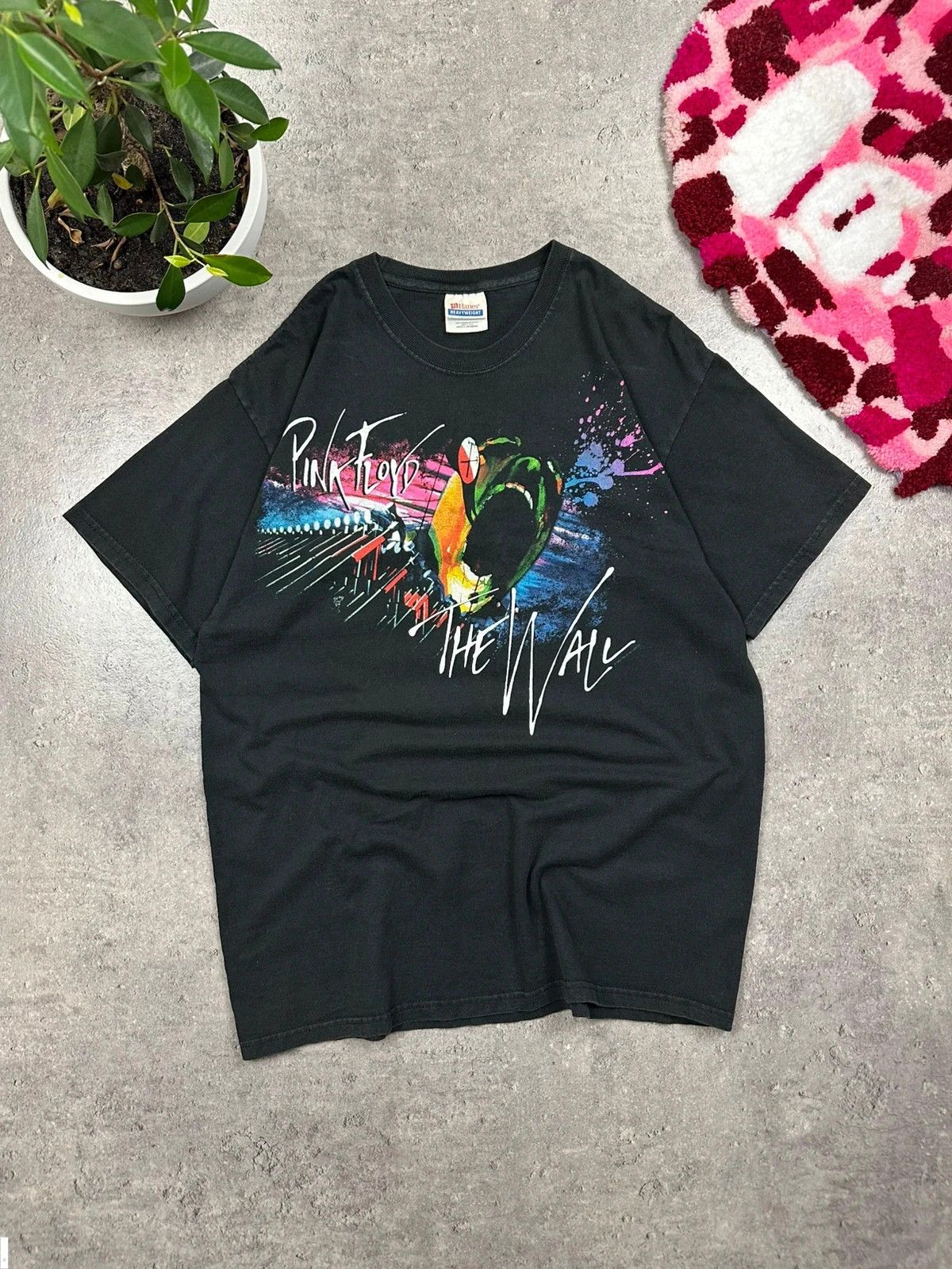 T-shirt black t-shirt tee pink Floyd the wall promoter 90s