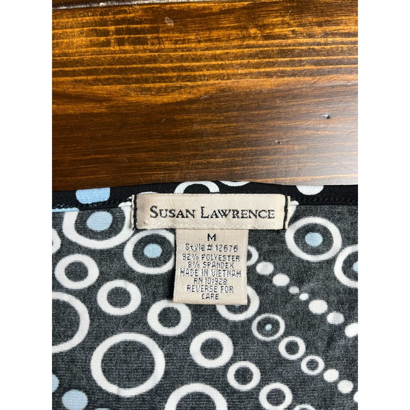 Vintage Susan Lawrence Shirt Women’s Medium Black White Blue Circles T-Shirt Casual Modern Basic Short Sleeve Round Neck Size M / US 6-8 / IT 42-44 - 5 Thumbnail