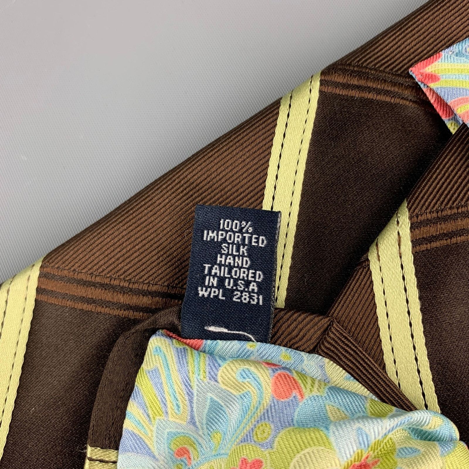 Ted Baker TED BAKER Brown & Green Diagonal Stripe Silk Tie Size ONE SIZE - 3 Thumbnail