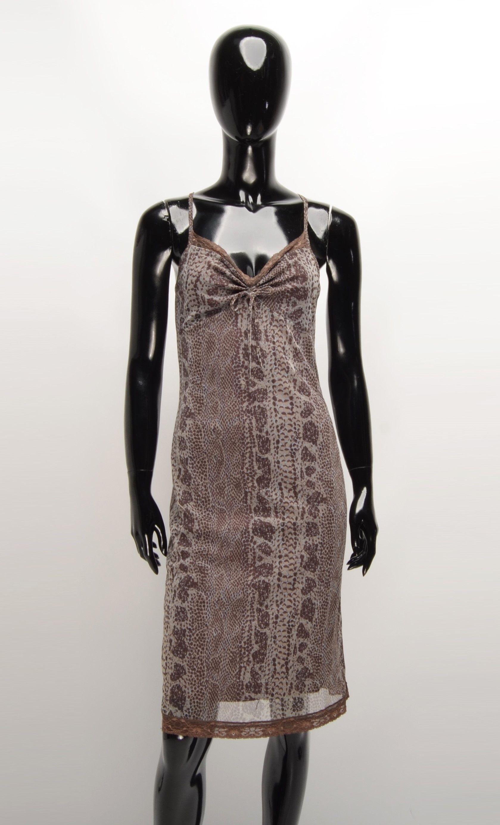 Vintage Vintage NAF NAF Snakeskin Print Y2K Mesh Slip Dress Size S / US 4 / IT 40 - 1 Thumbnail