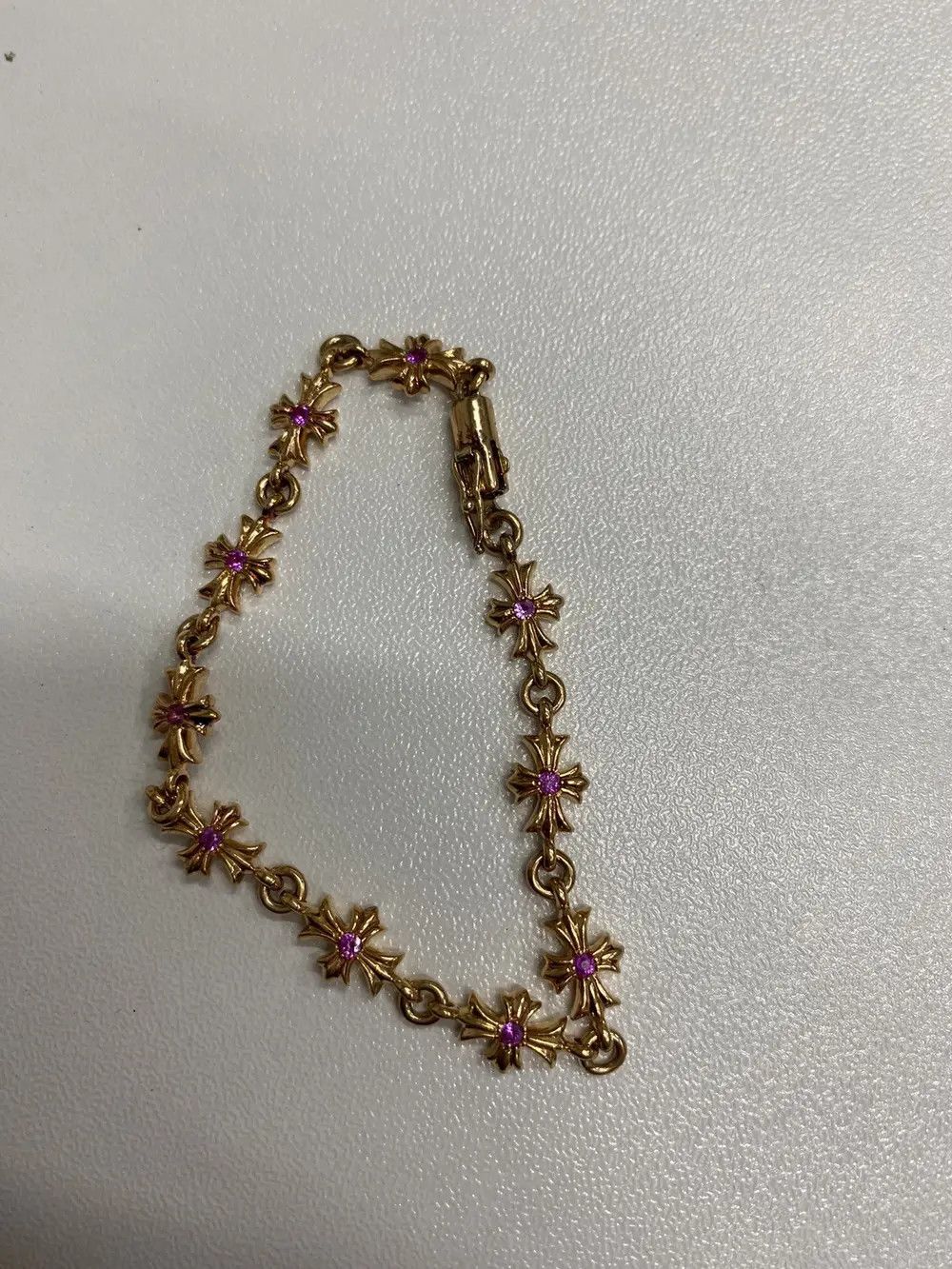 Chrome Hearts Chrome Hearts 22K Gold Pink Saph Tiny E Bracelet Size ONE SIZE - 5 Thumbnail