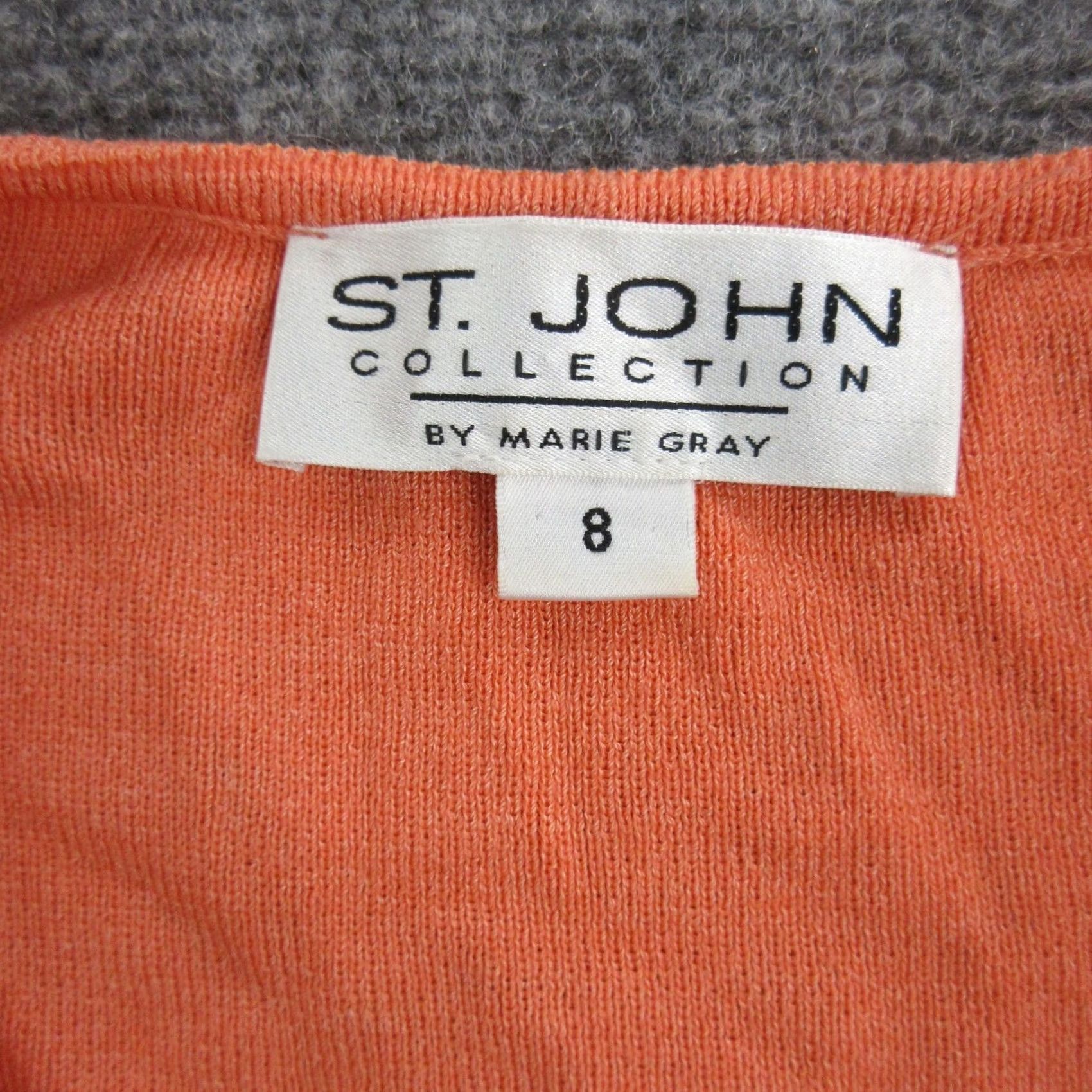 St. John St John Collection Sweater Cardigan Womens 8 Orange Short Sleeve Button Front Knit V-Neck Size M / US 6-8 / IT 42-44 - 4 Thumbnail