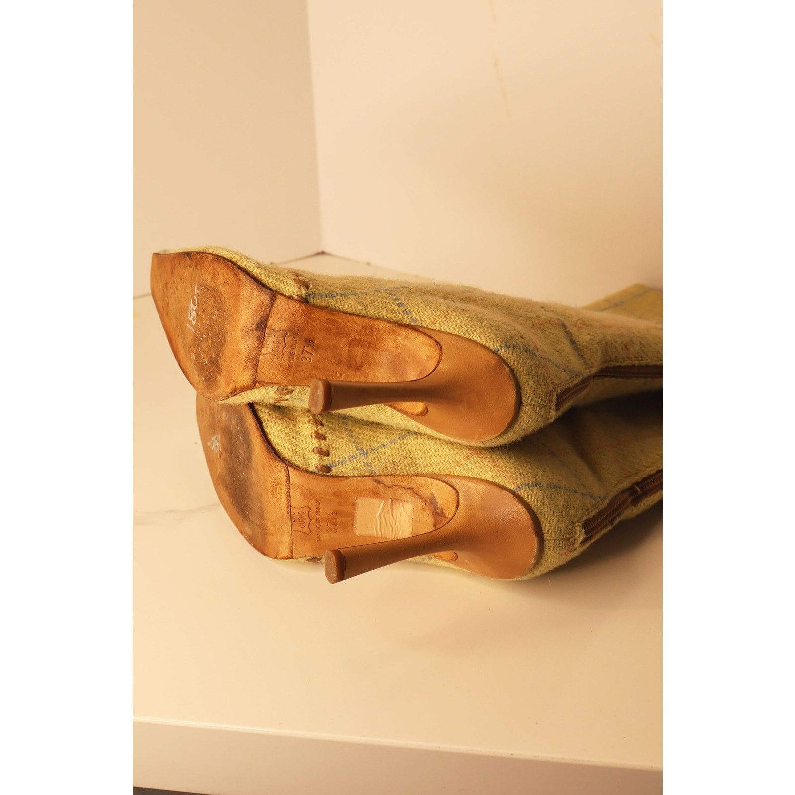 Jimmy Choo Vintage Jimmy Choo Y2K Green Wool Plaid Boots Size US 7.5 / IT 37.5 - 9 Thumbnail