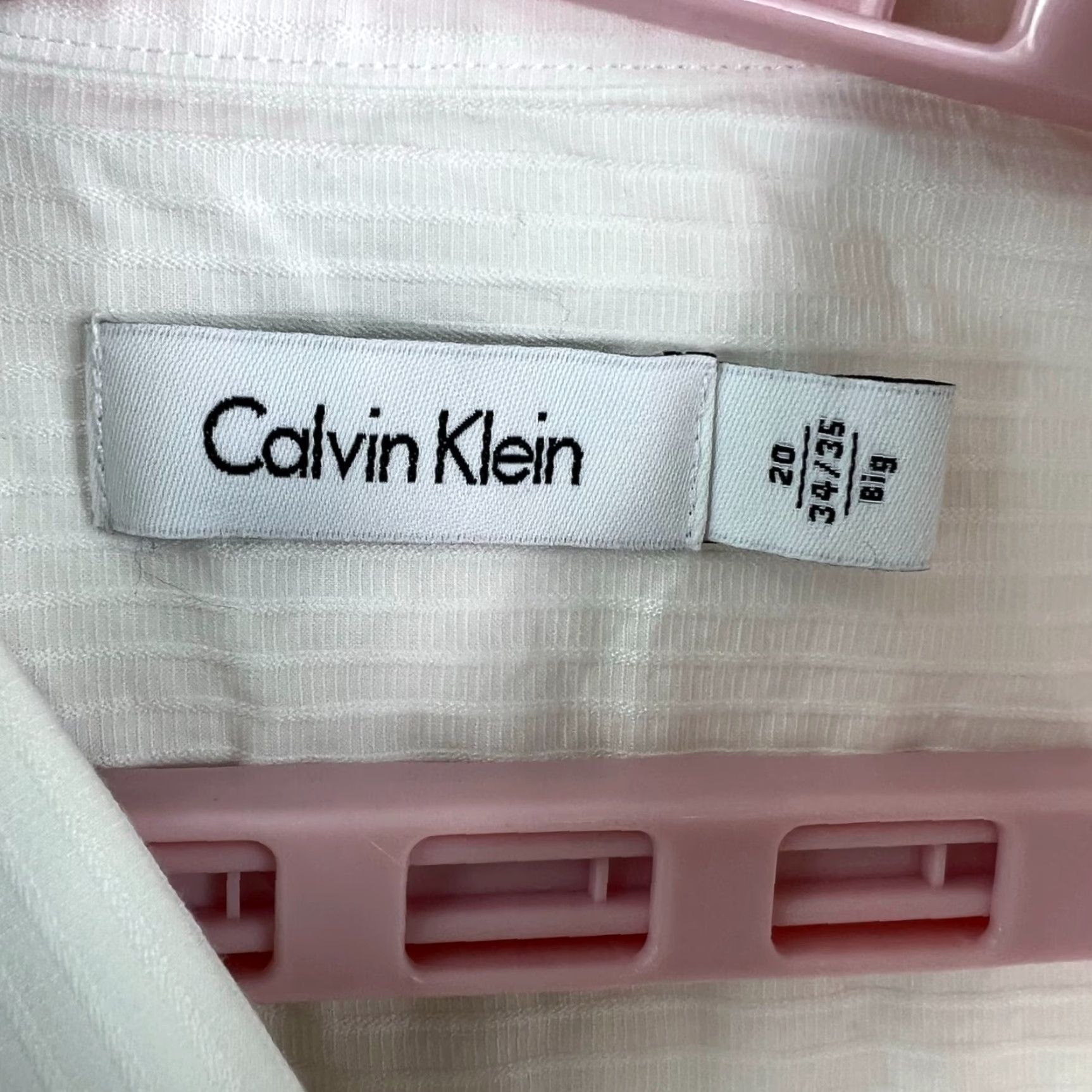 Calvin Klein CALVIN KLEIN Striped Shirt Mens Size 20 34/35 White Button-Up Big & Tall Adult Mens Size US XXL / EU 58 / 5 - 5 Thumbnail