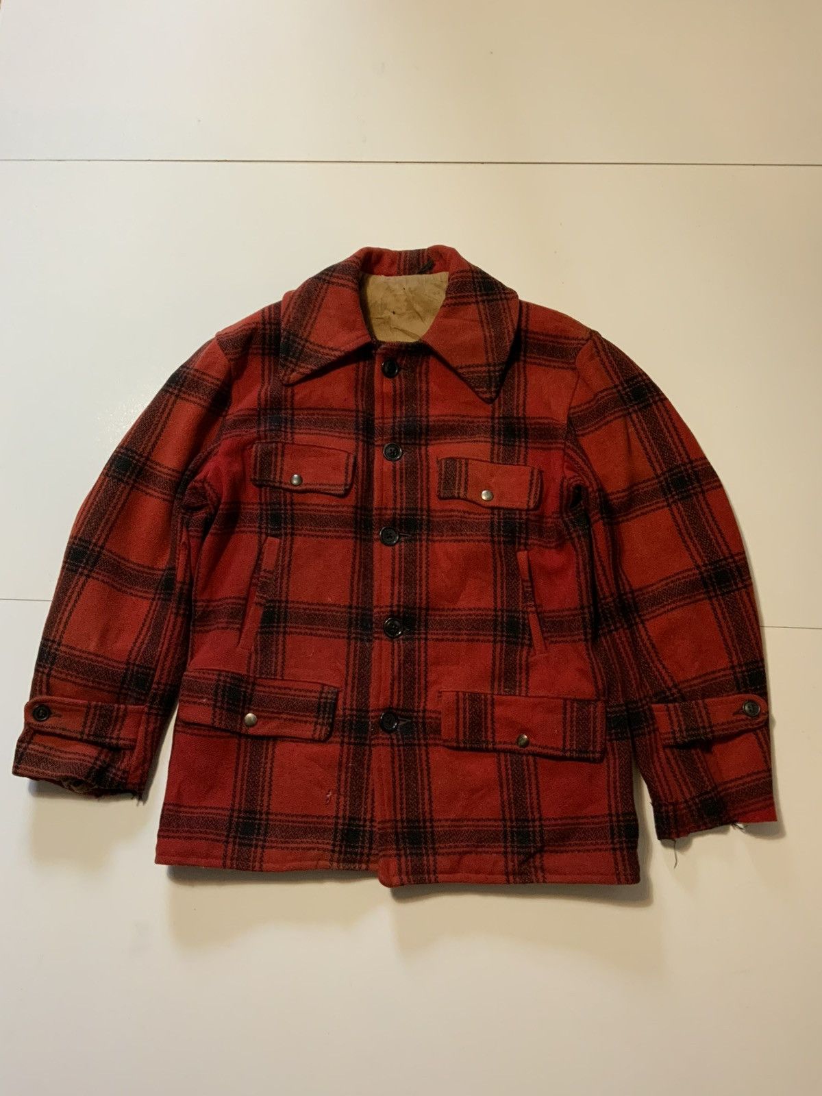Vintage Vintage 40s 50s Buffalo Plaid Wool Mackinaw Jacket Coat Size US S / EU 44-46 / 1 - 1 Thumbnail