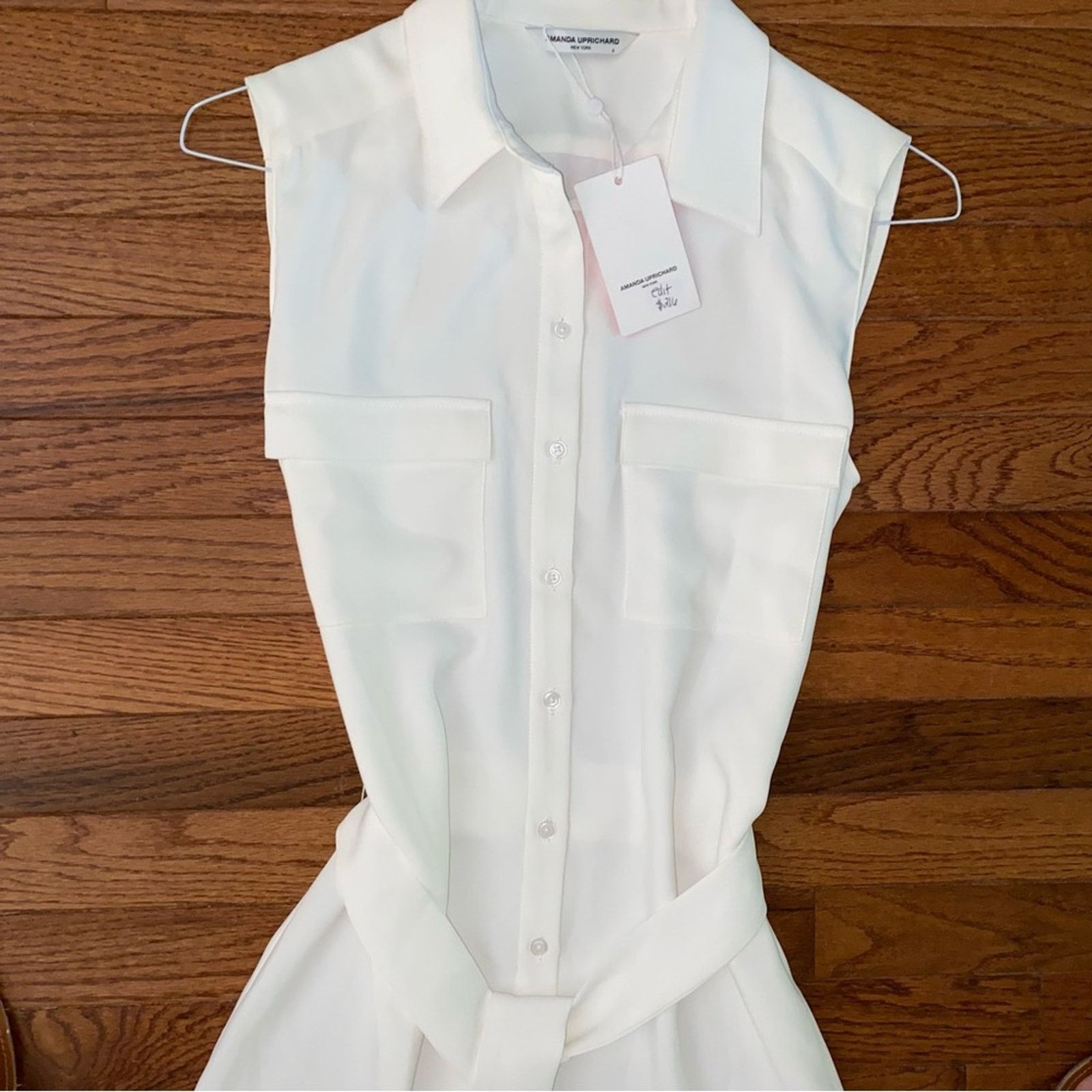 Amanda Uprichard New! $216 Amanda Uprichard White Sleeveless Shirt Dress S Size S / US 4 / IT 40 - 6 Thumbnail