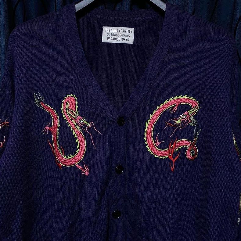 Wacko Maria Wacko Maria Knit Shirt Dragon Purple Shirt Size US M / EU 48-50 / 2 - 2 Thumbnail