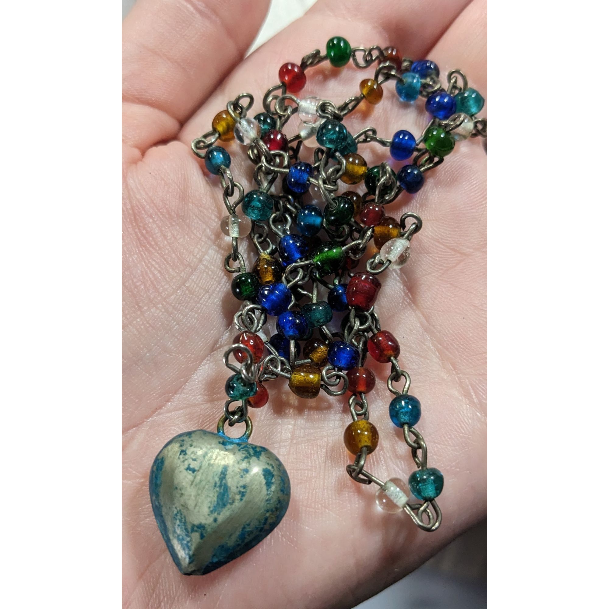 Other Rustic Romantic Rainbow Glass Beaded Necklace With Distresse Size ONE SIZE - 3 Thumbnail