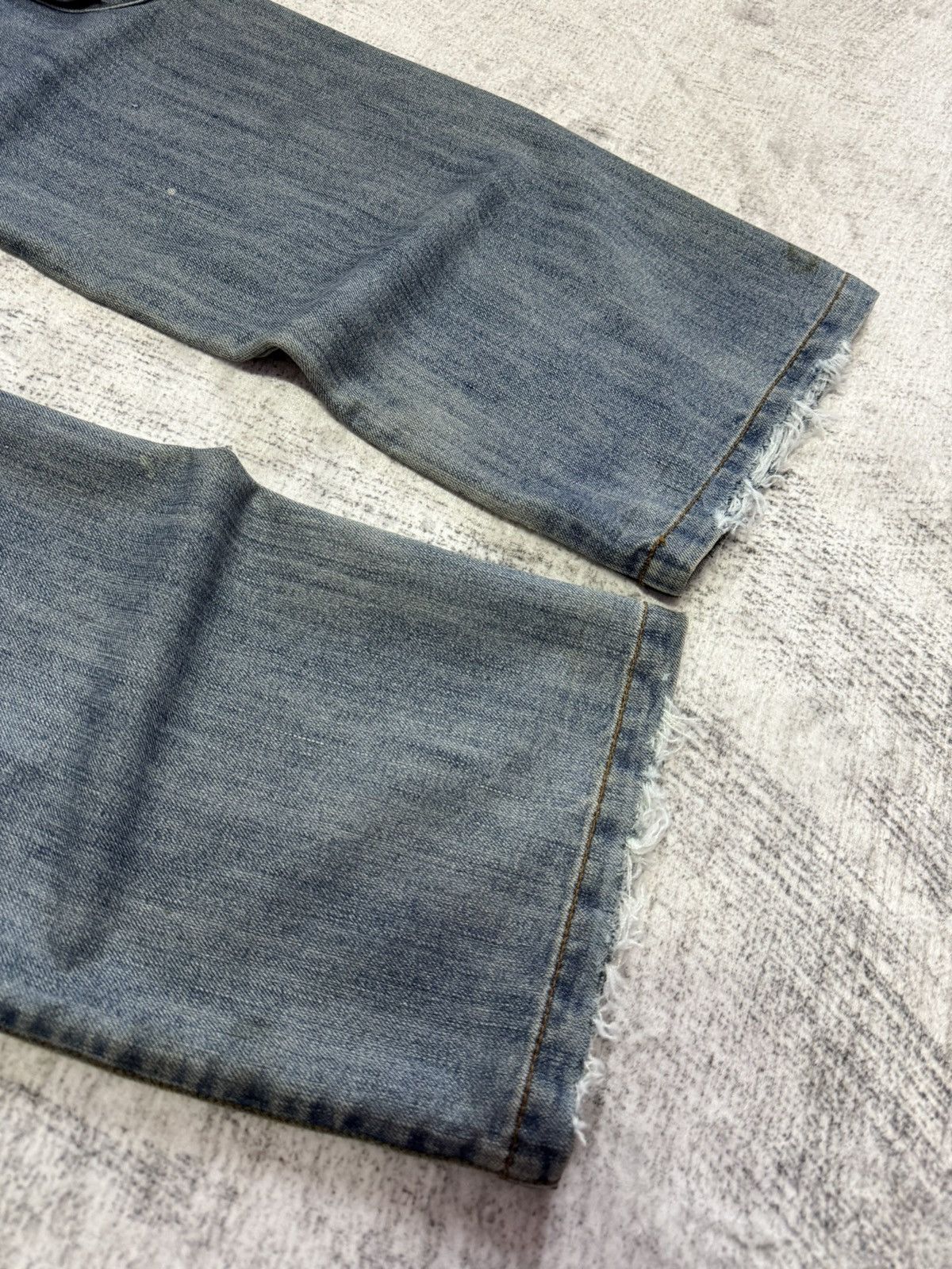 LOWBOX × Le Grande Bleu (L.G.B.) × Tete Homme Bbong San Japan Asymmetrical Cargo Pocket Flared Jeans Size US 30 / EU 46 - 17 Thumbnail