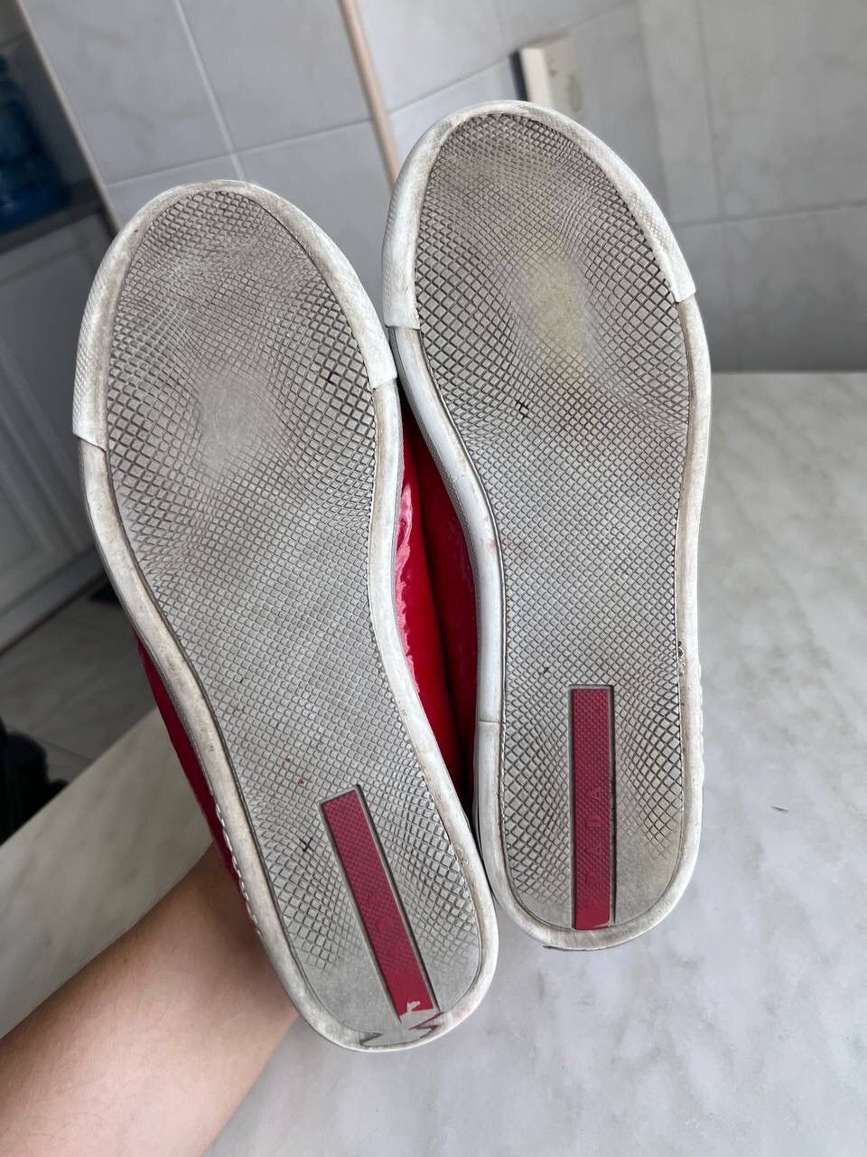 Prada Vintage Prada Sneakers 2000s Red Leather Y2K Luxury Size US 8 / IT 38 - 8 Thumbnail