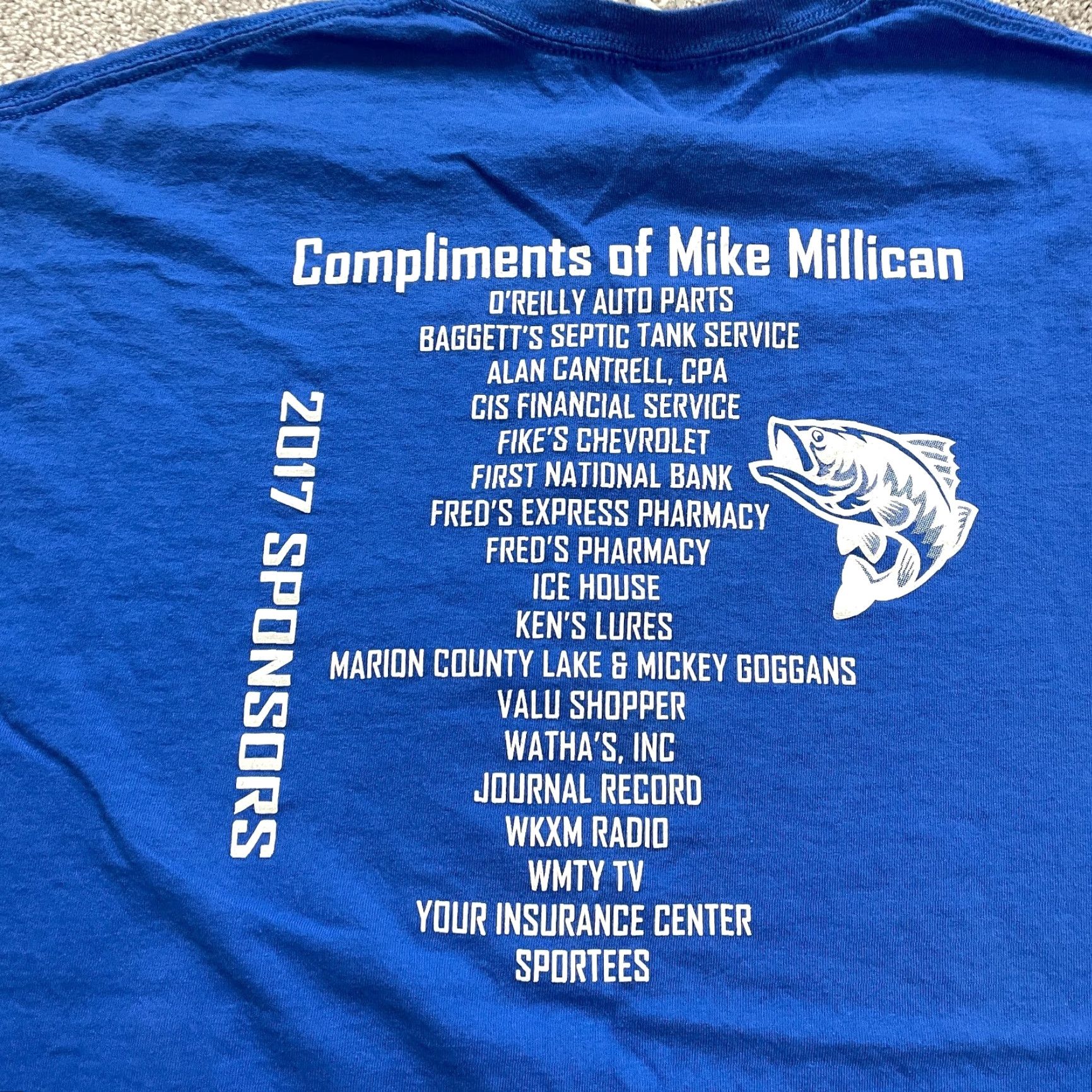 Gildan Gildan Ultra Cotton T-Shirt Unisex Adult 2XL Blue Graphic Print Short Sleeve Crew Neck Hamilton Fishing 33rd Annual Outdoor Classic Size US XXL / EU 58 / 5 - 5 Thumbnail