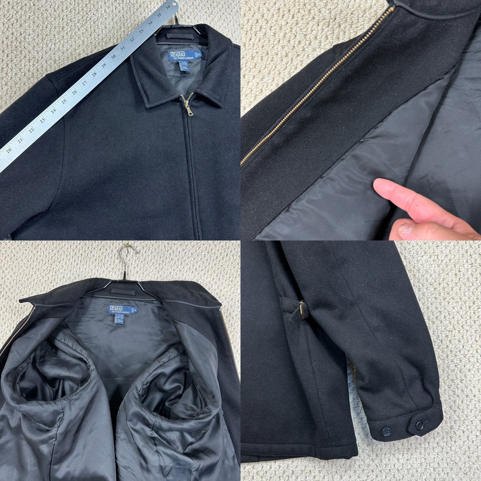 Polo Ralph Lauren VINTAGE Polo Ralph Lauren Jacket Mens XL Black Wool Blend Full Zip Buckle Sides 90s Size US XL / EU 56 / 4 - 8 Thumbnail