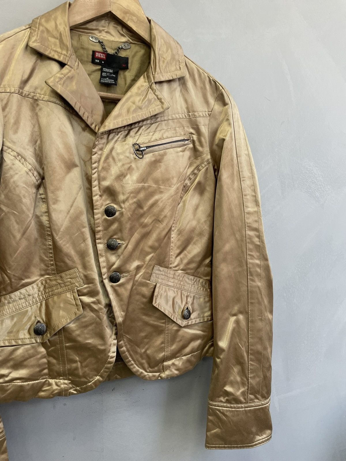 Diesel Diesel Gold Satin Moto Jacket Y2K Glamour Street Style Size M / US 6-8 / IT 42-44 - 3 Thumbnail