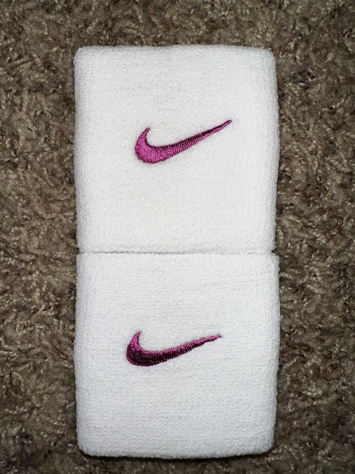 Nike Nike Adult Unisex Tennis Premier Sportswear Band White Fuschia 2pcs Wristband Size ONE SIZE - 5 Thumbnail